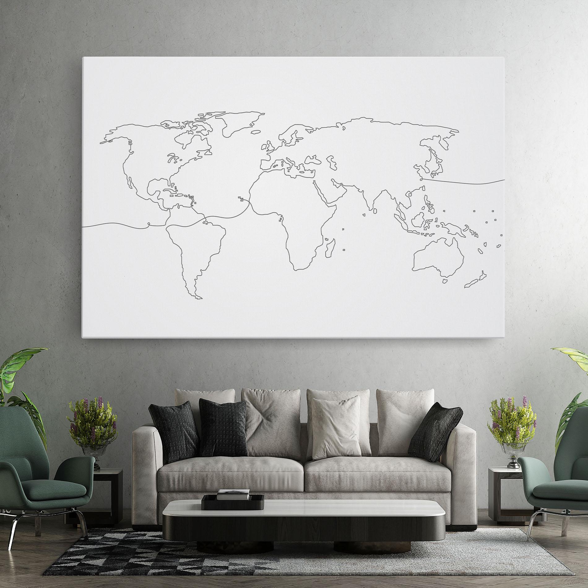 Leinwandbild Continuous Line Map mockup 7