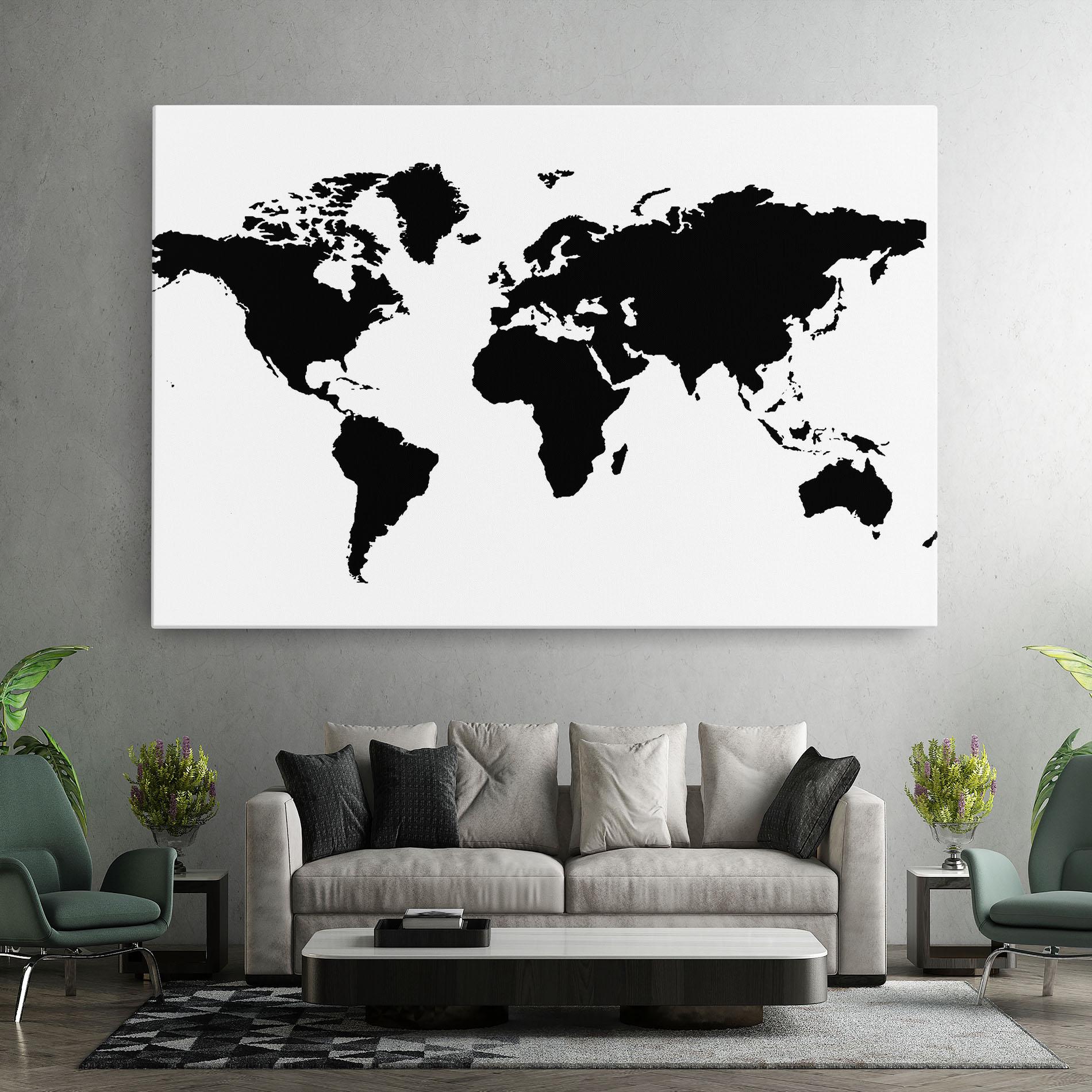 Leinwandbild Global Black Map mockup 7