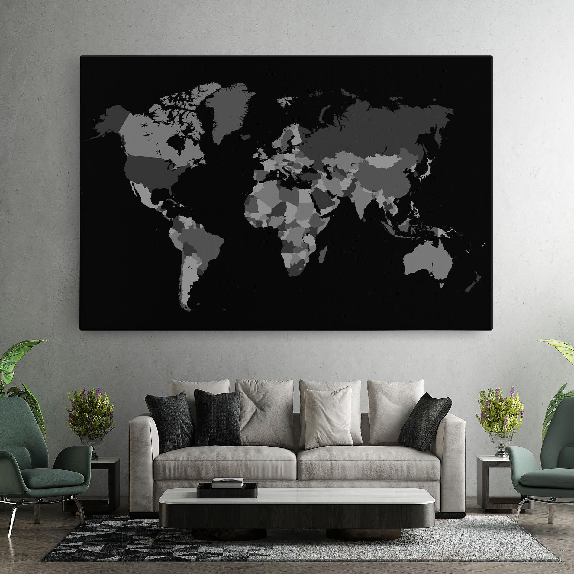 Leinwandbild Grey Map World mockup 7
