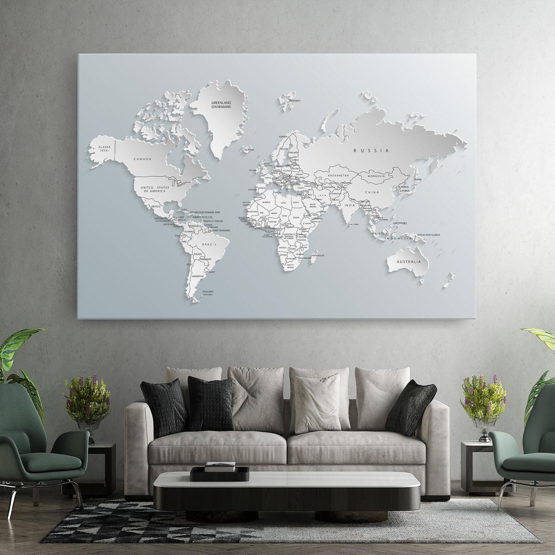 Leinwandbild Grey White Map mockup 7