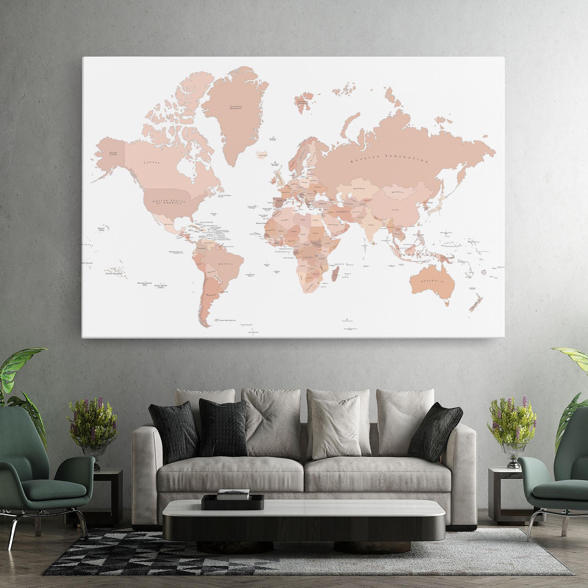 Leinwandbild Pink World Map mockup 7