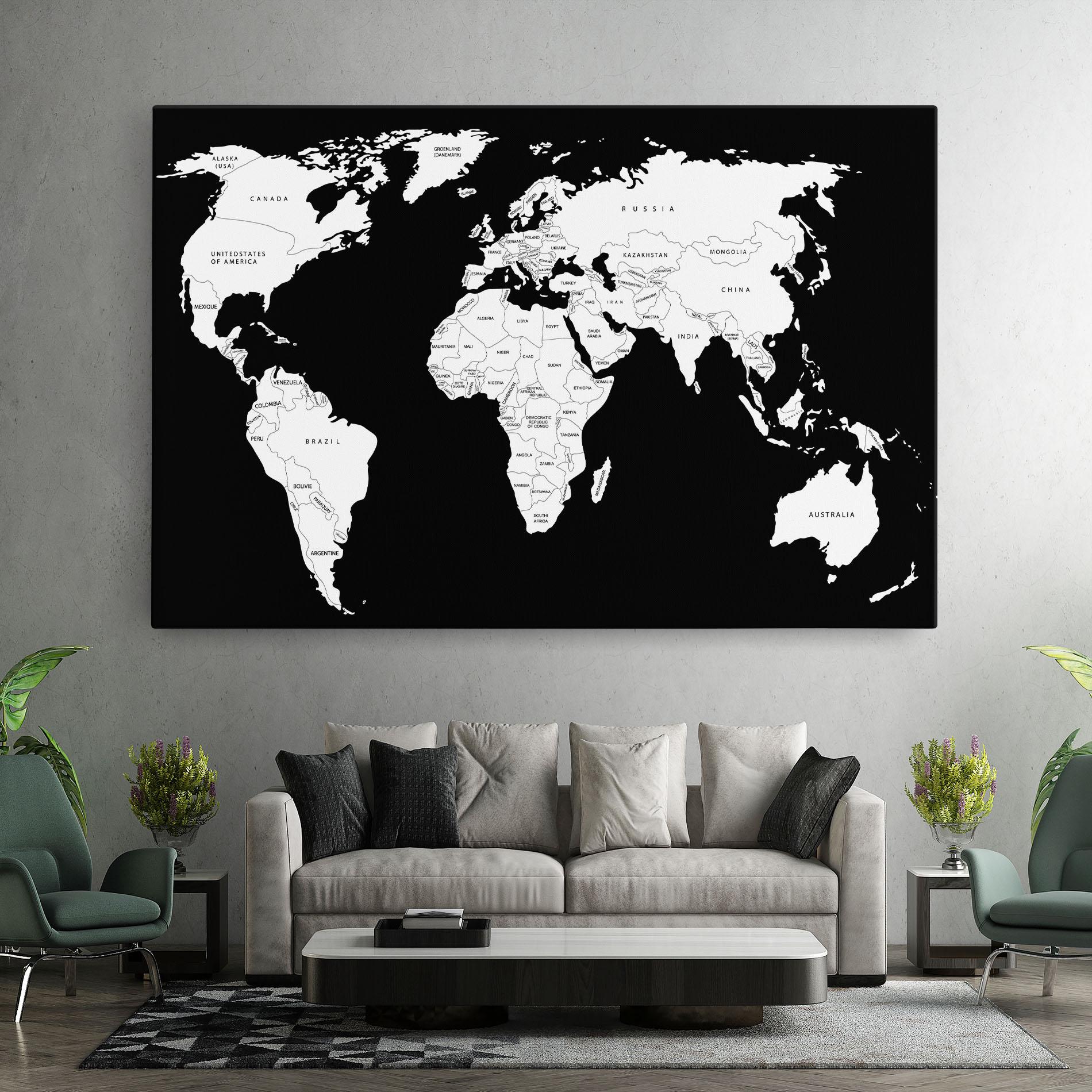 Leinwandbild White World Map mockup 7