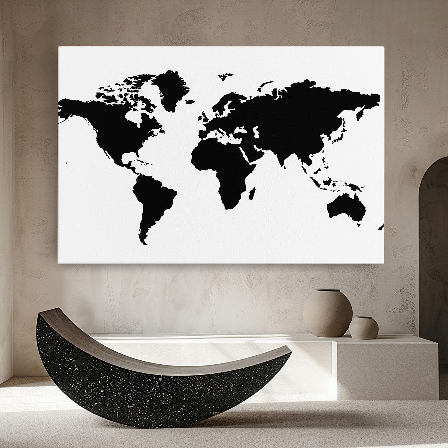 Leinwandbild Global Black Map mockup 8