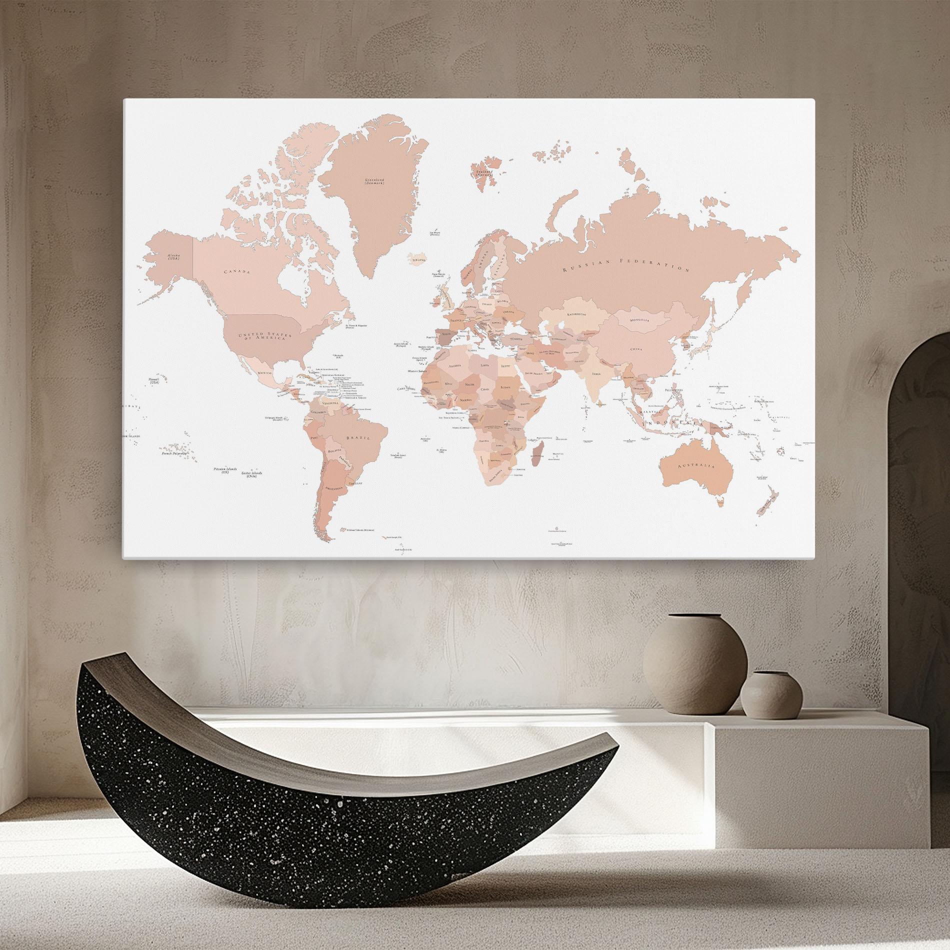 Leinwandbild Pink World Map mockup 8
