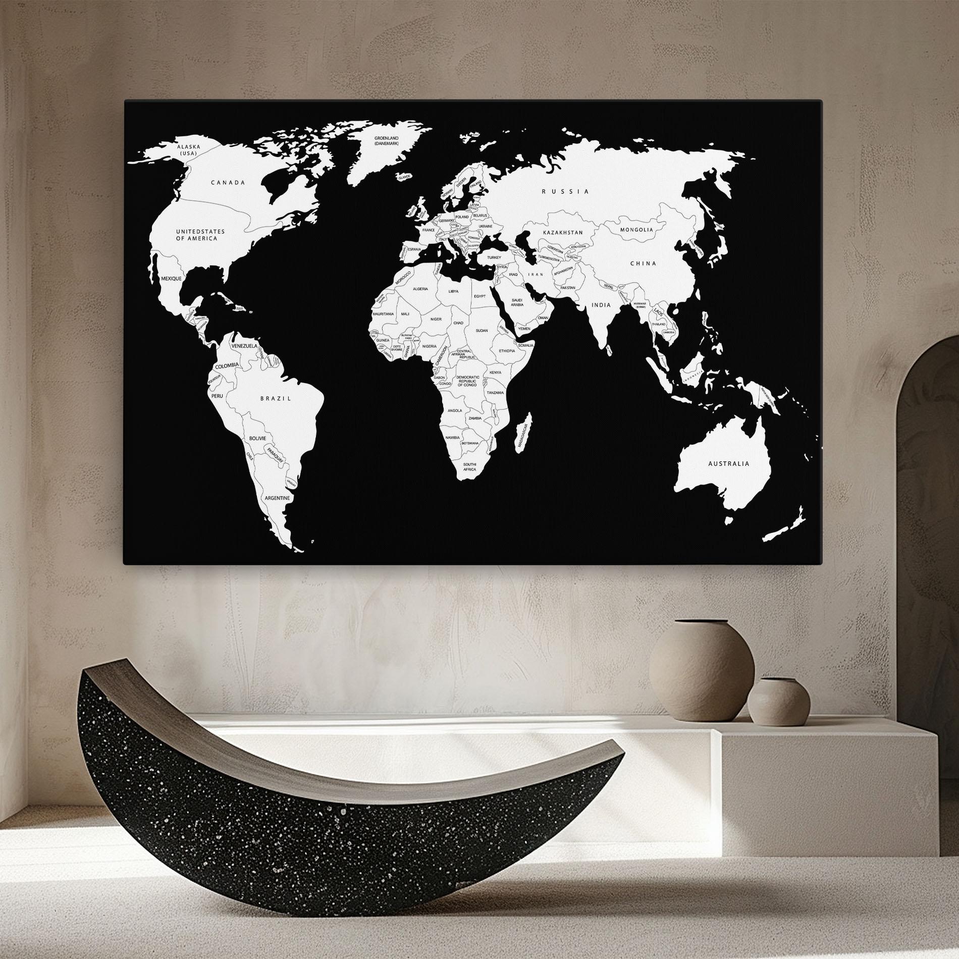 Leinwandbild White World Map mockup 8