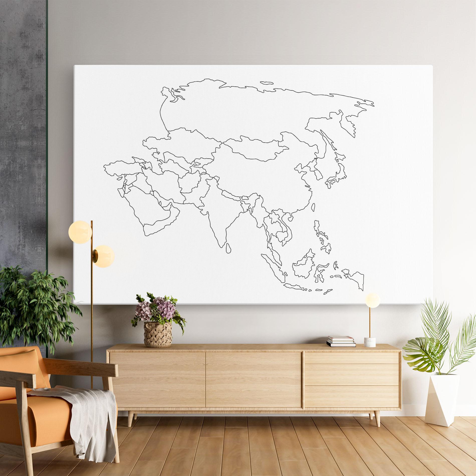 Leinwandbild Asia Map Line mockup 9