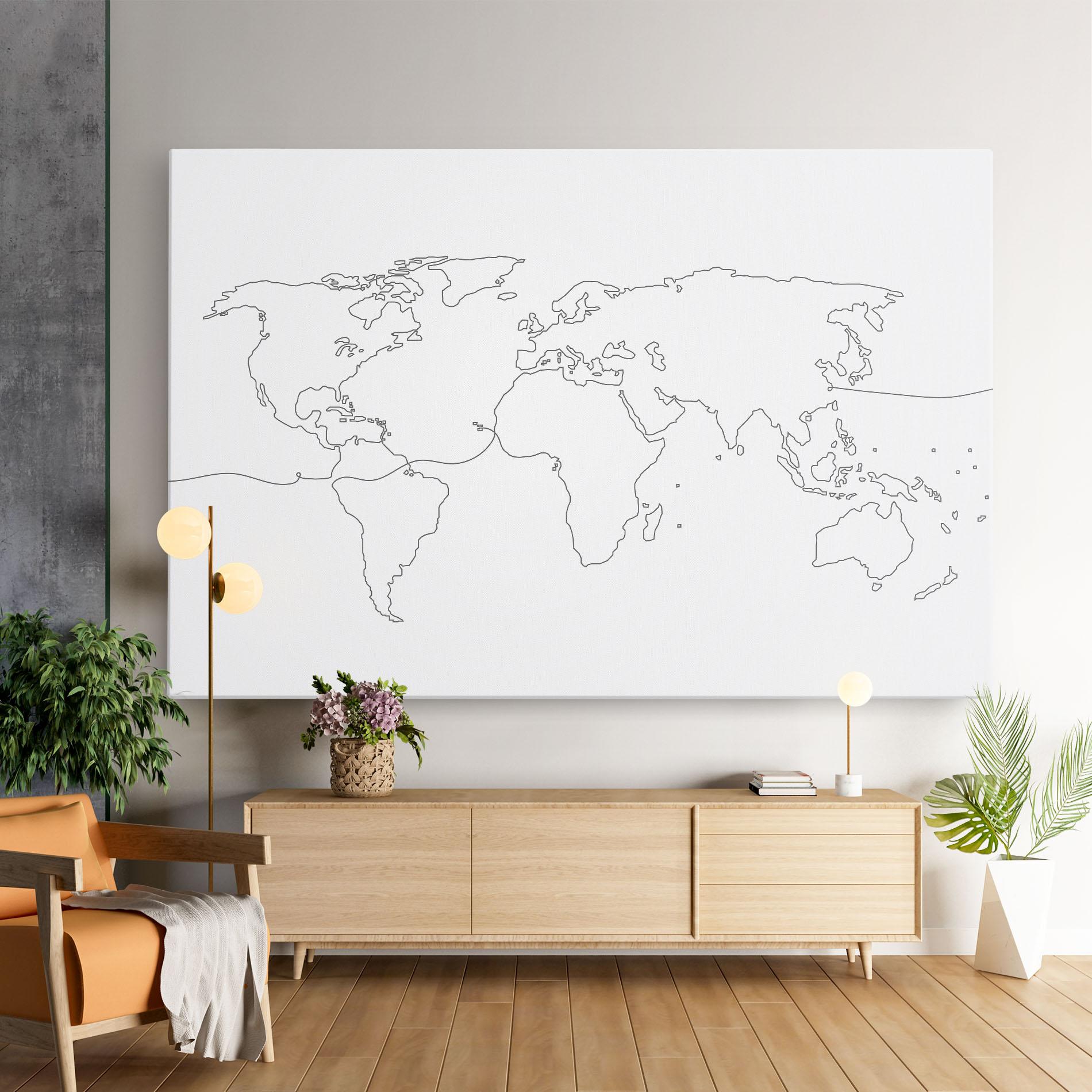 Leinwandbild Continuous Line Map mockup 9