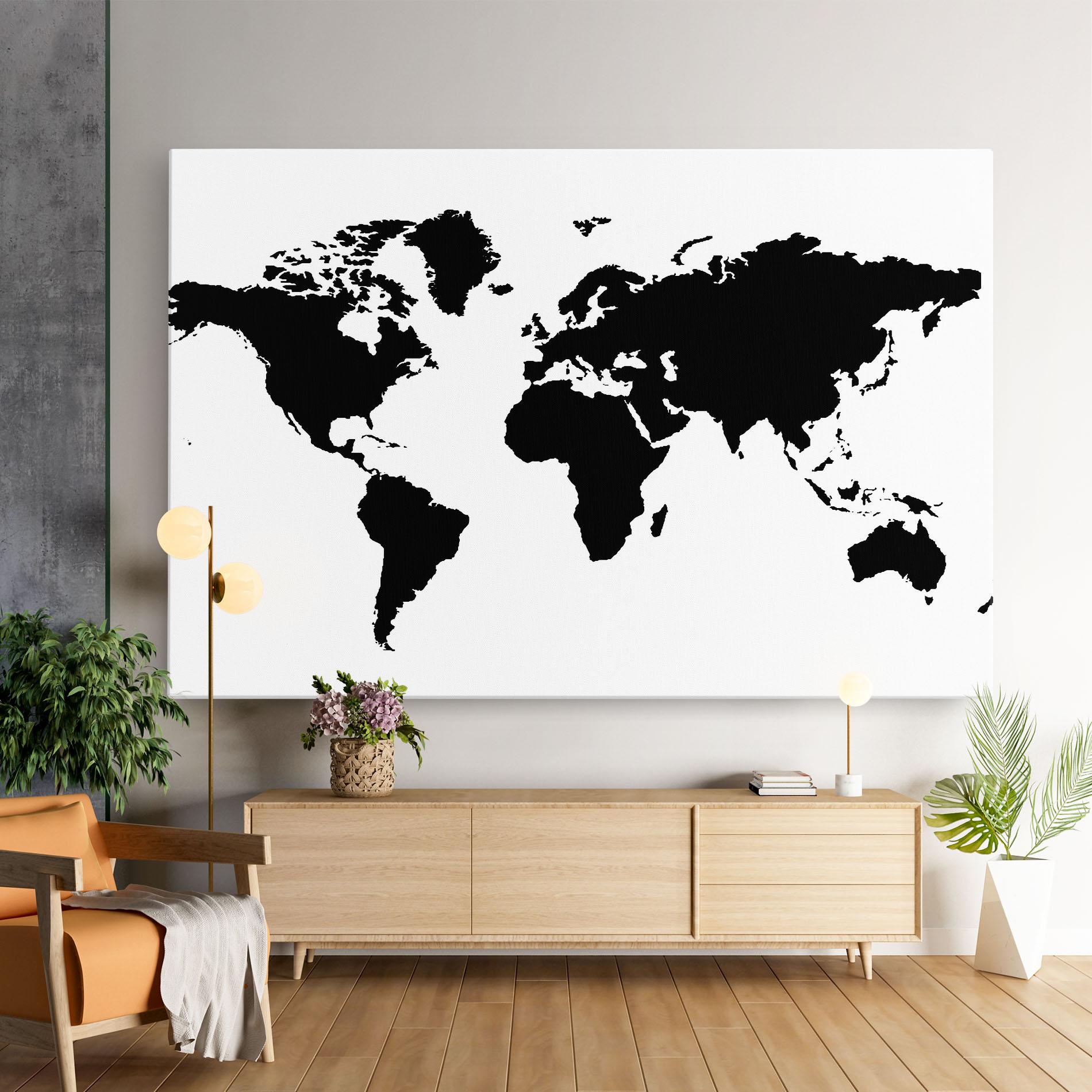 Leinwandbild Global Black Map mockup 9