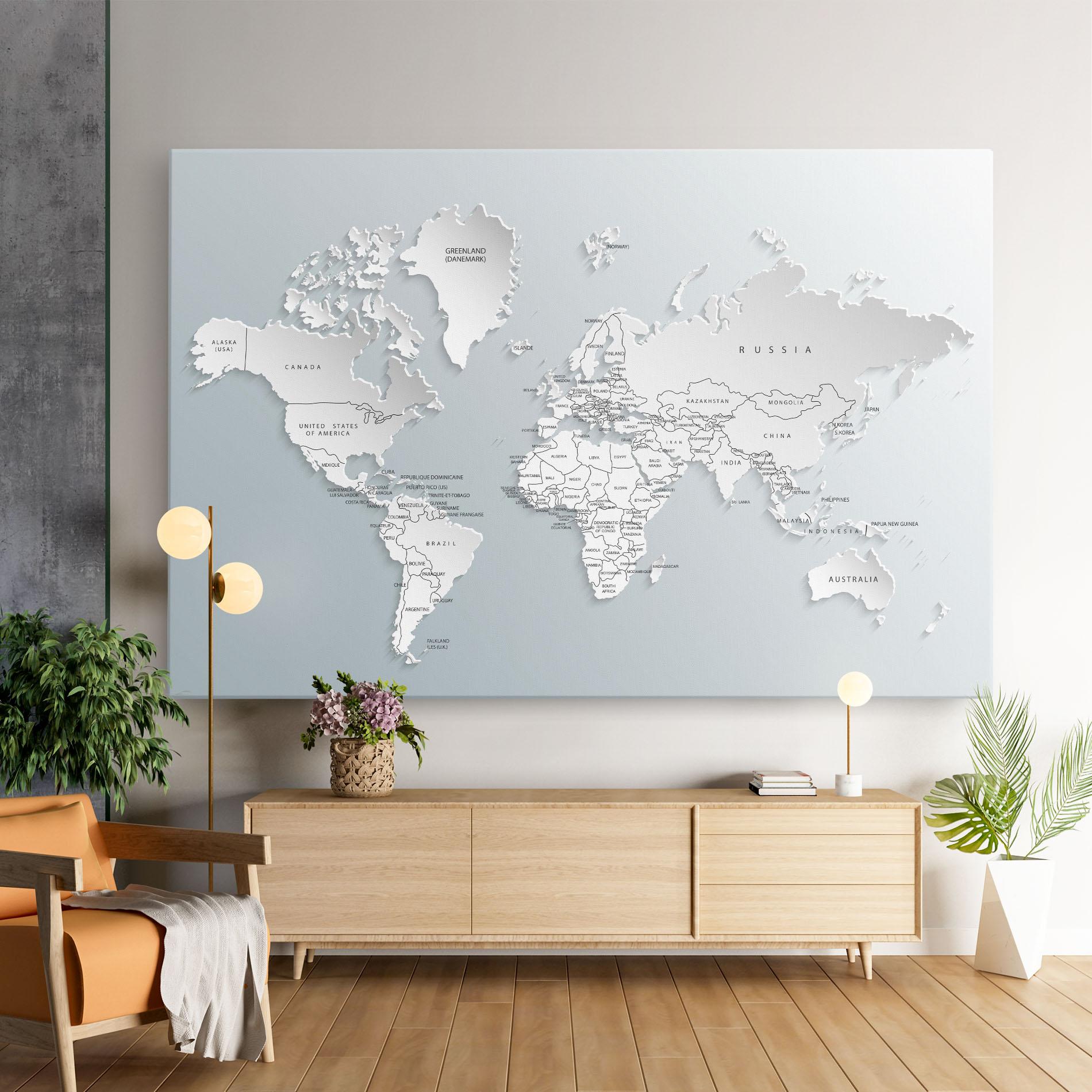Leinwandbild Grey White Map mockup 9