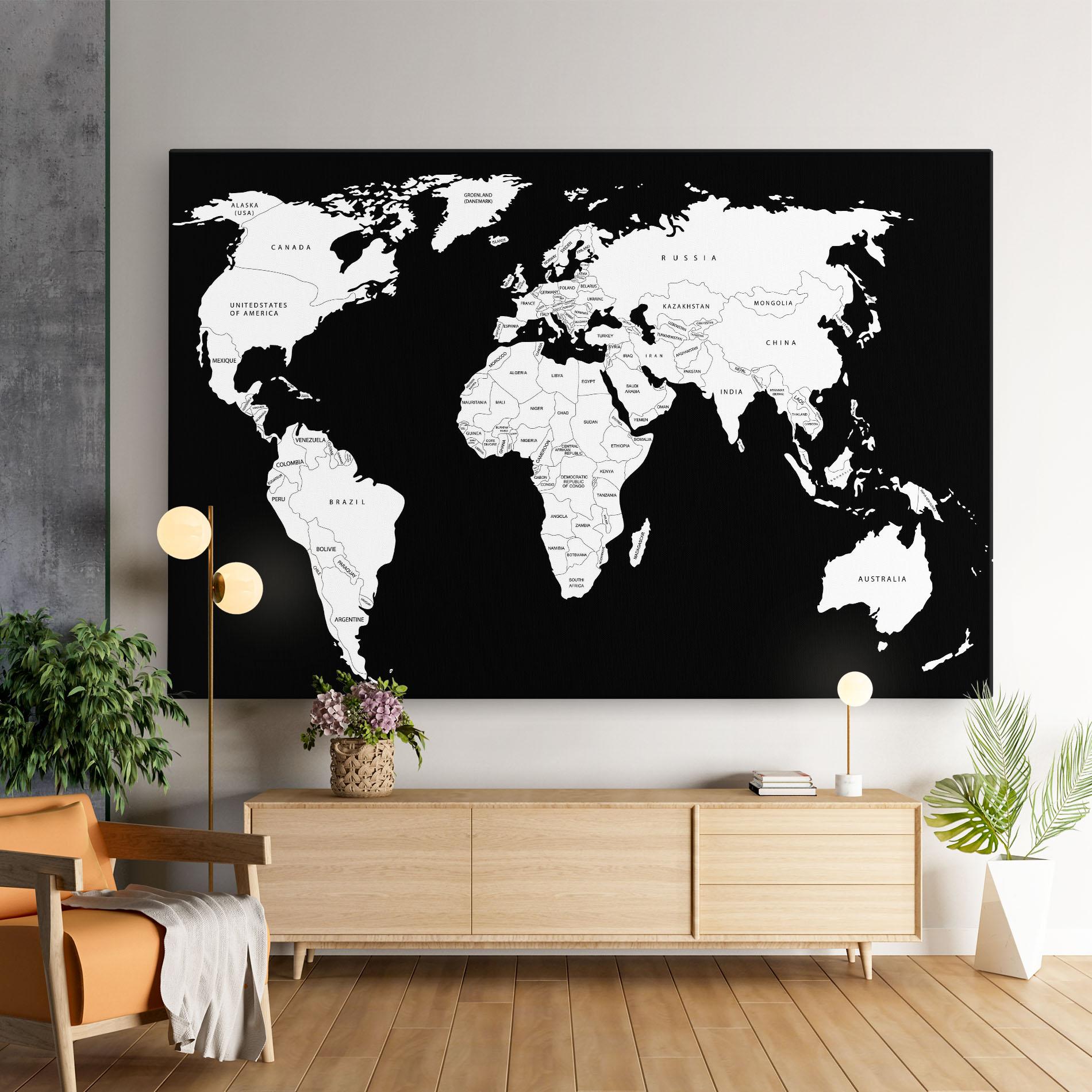 Leinwandbild White World Map mockup 9