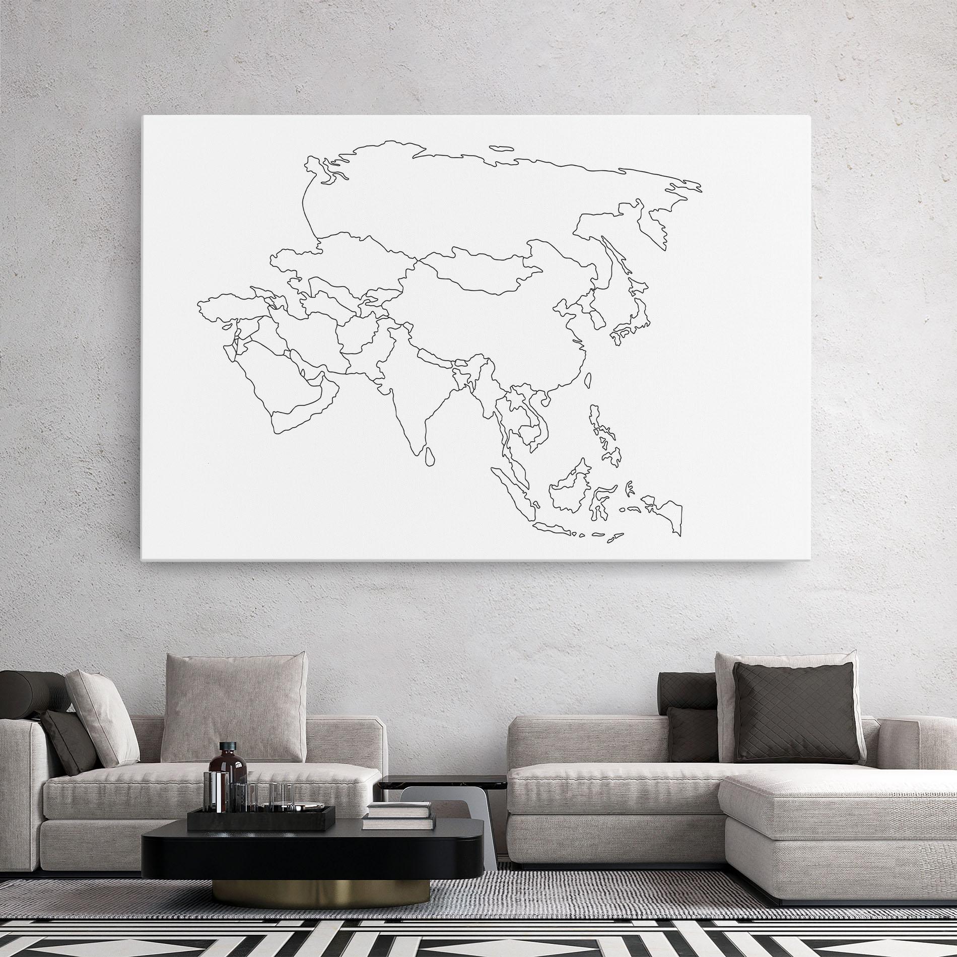 Leinwandbild Asia Map Line mockup 2