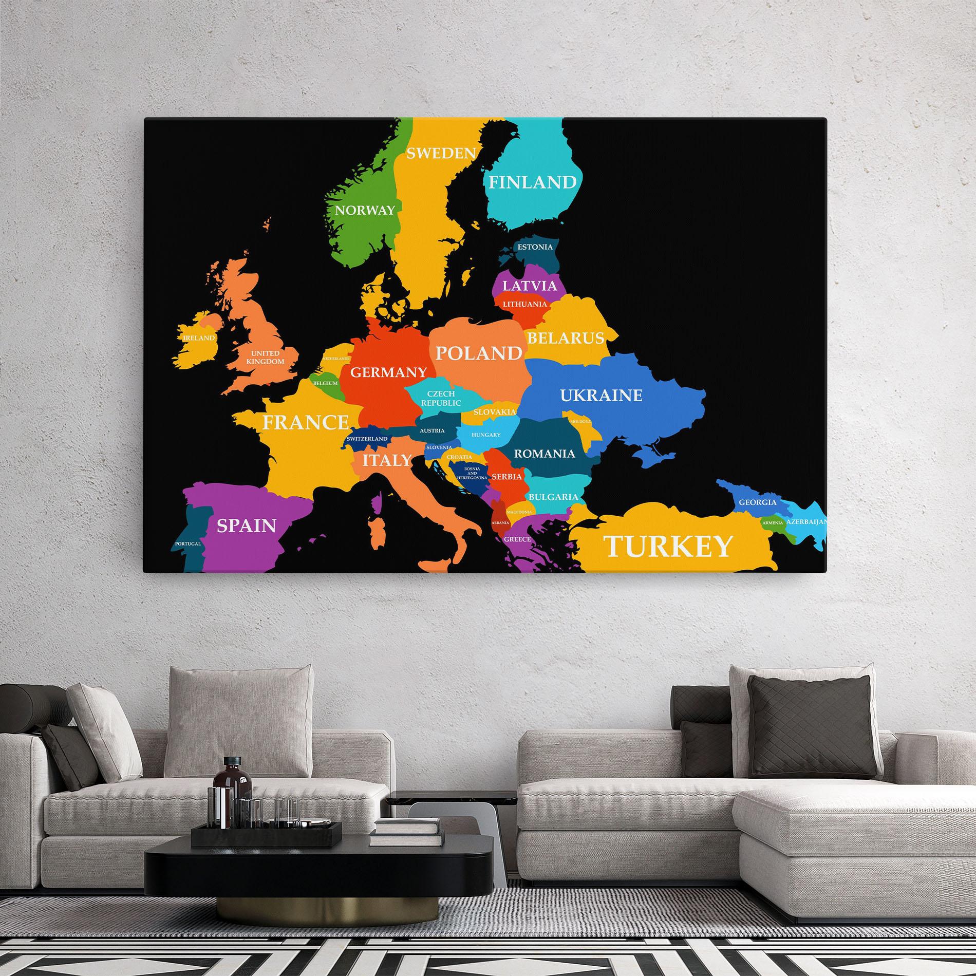 Leinwandbild Europe Map Art mockup 2