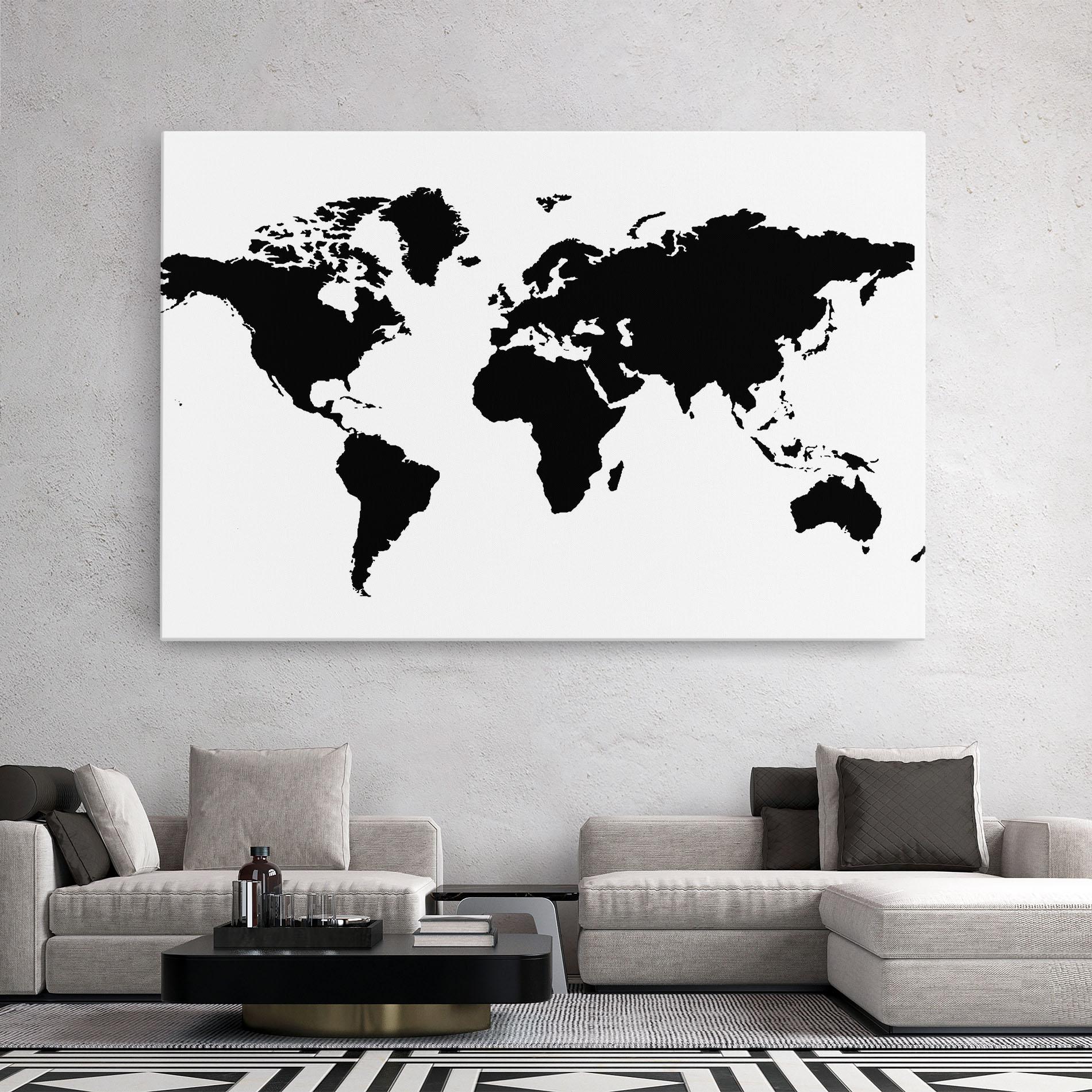 Leinwandbild Global Black Map mockup 2