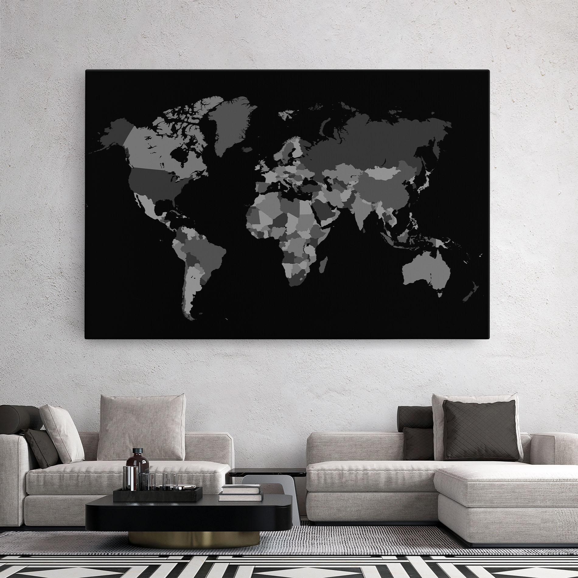 Leinwandbild Grey Map World mockup 2