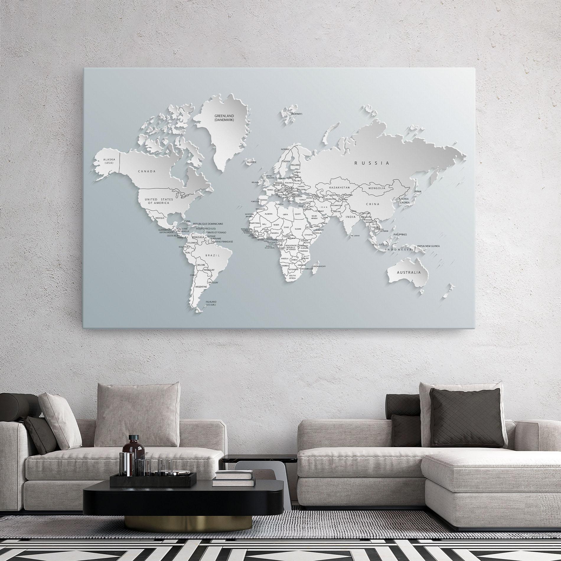 Leinwandbild Grey White Map mockup 2
