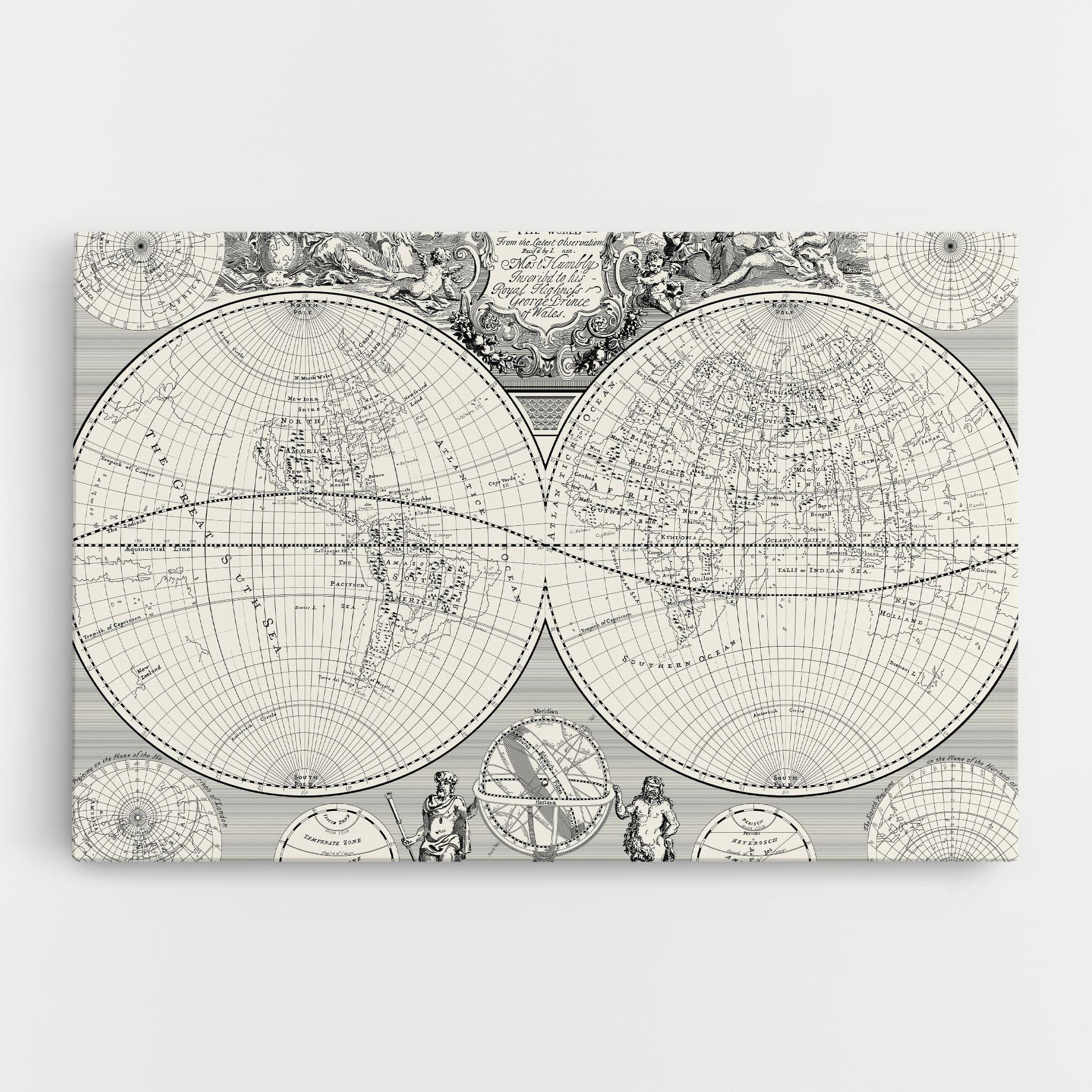 Leinwandbild Black White Map mockup 0