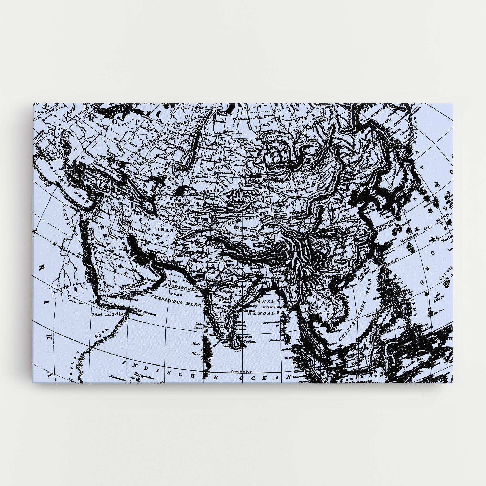 Leinwandbild Blue Old Map mockup 0