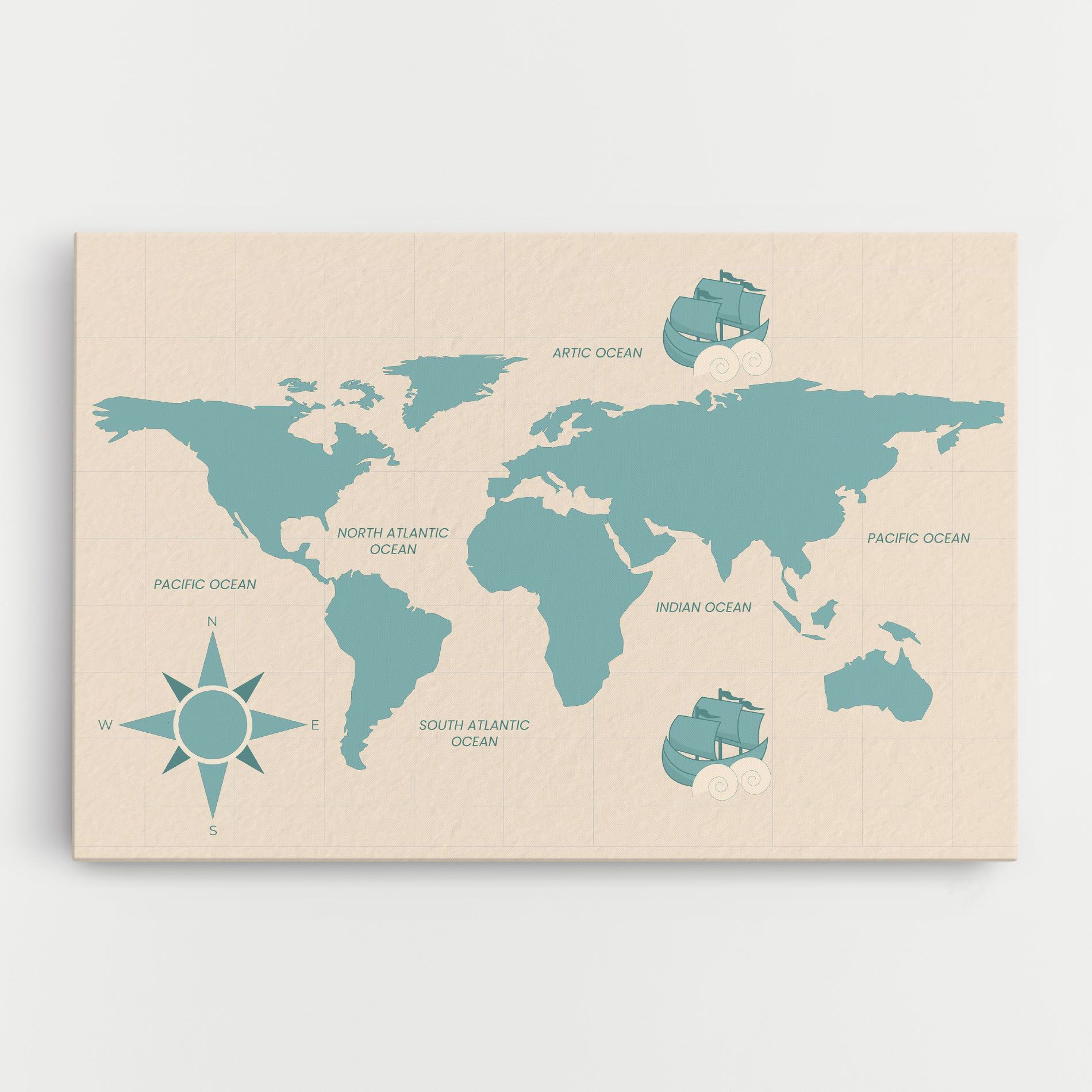 Cream Blue Map mockup 0