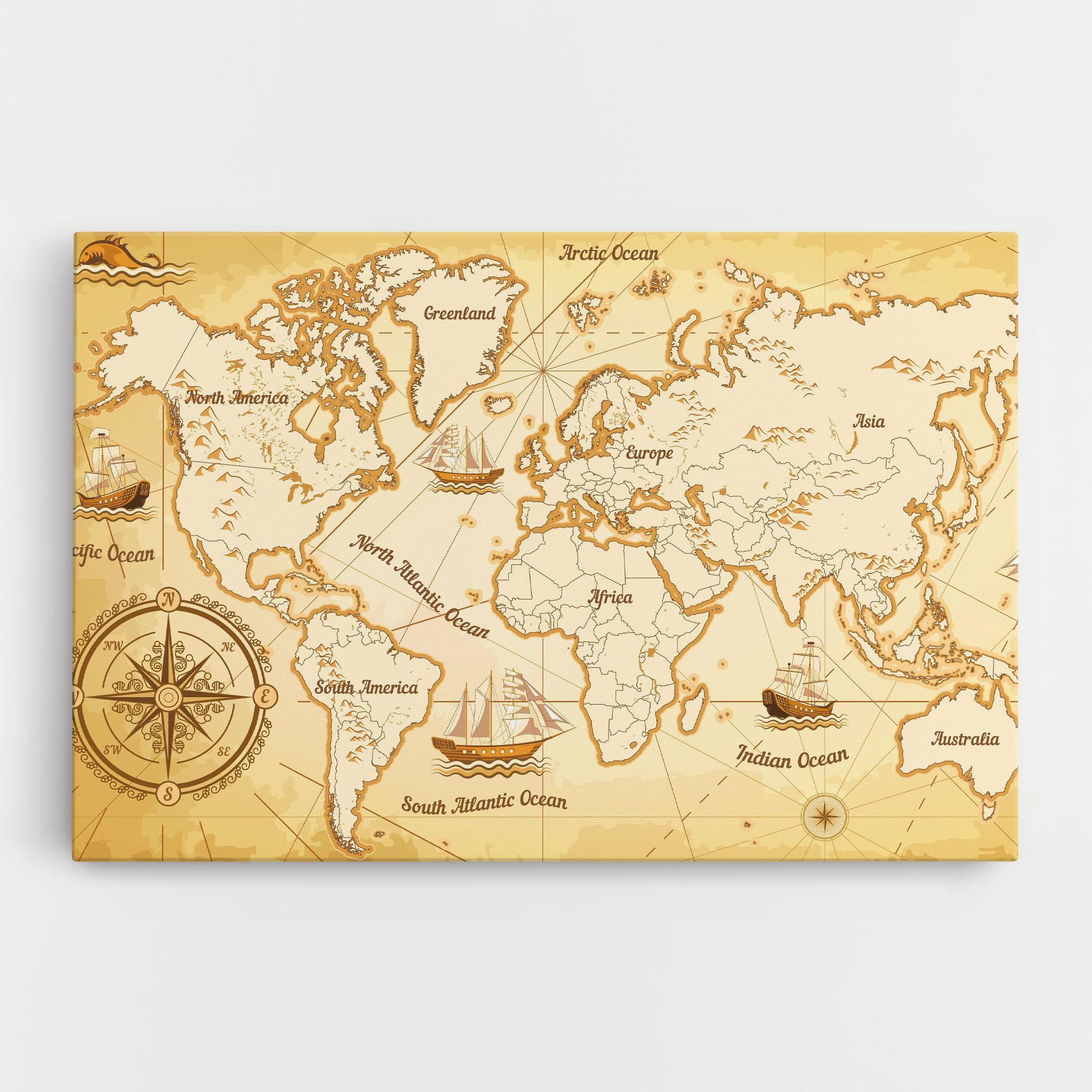 Leinwandbild Gold Old Map mockup 0