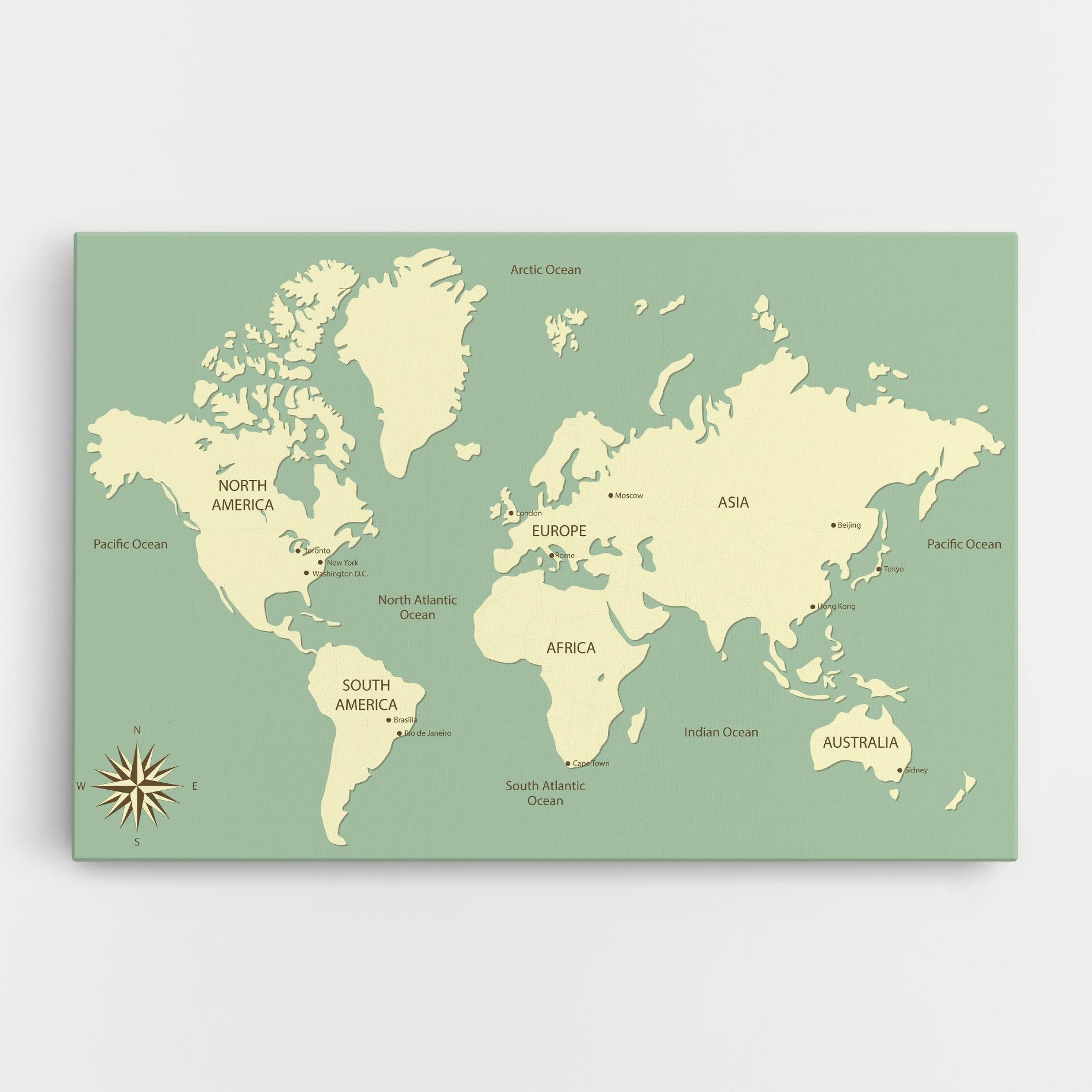 Leinwandbild Green Cream Map mockup 0