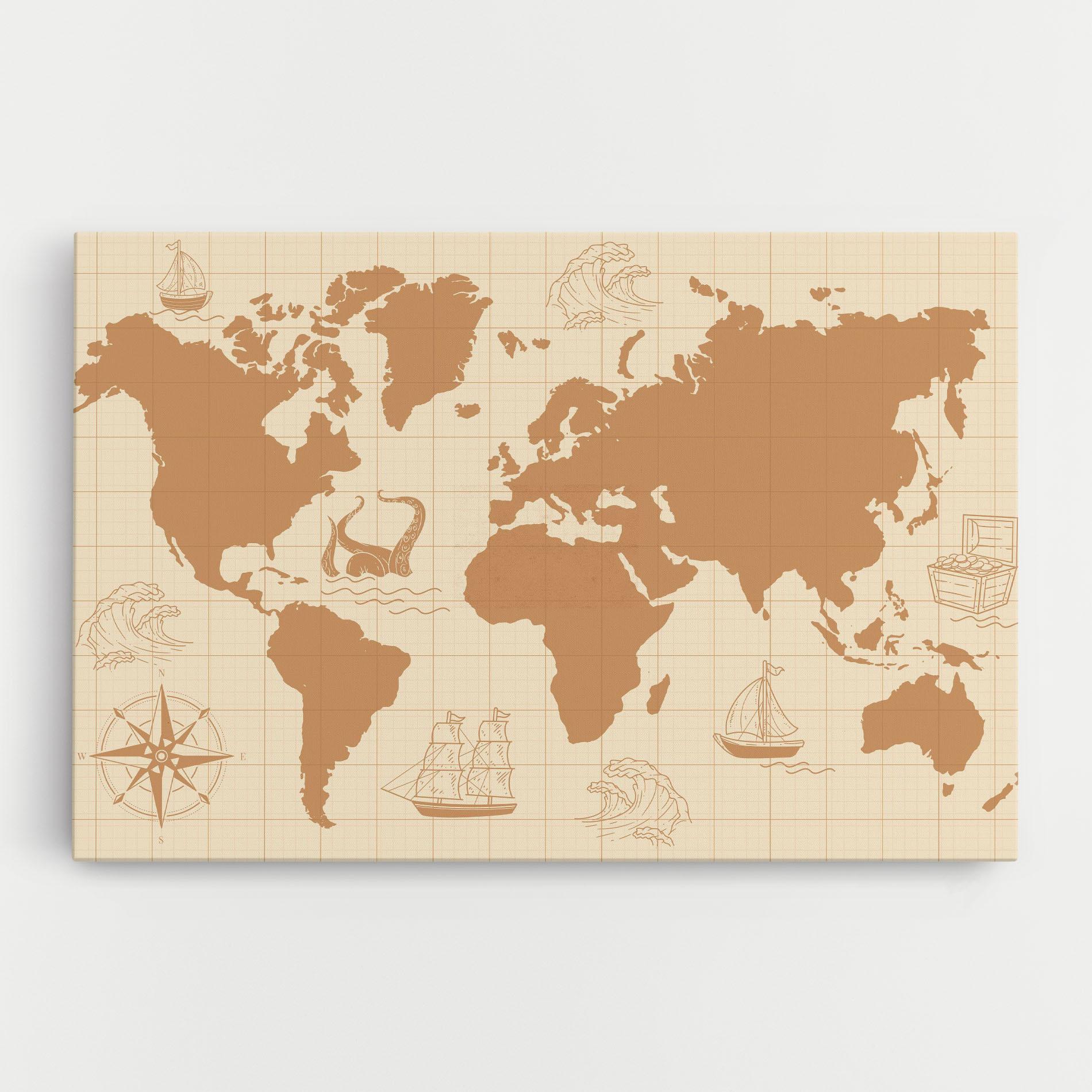 Leinwandbild Light Cream Map mockup 0