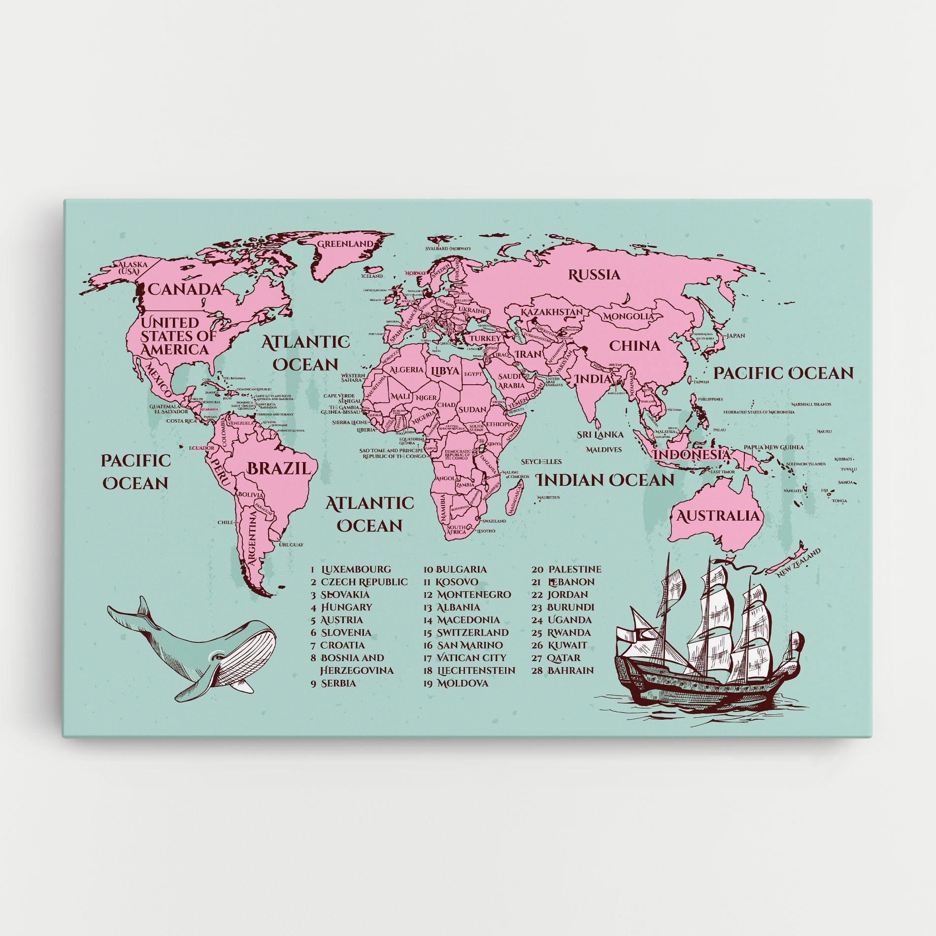 Leinwandbild Pink Pirate Map mockup 0