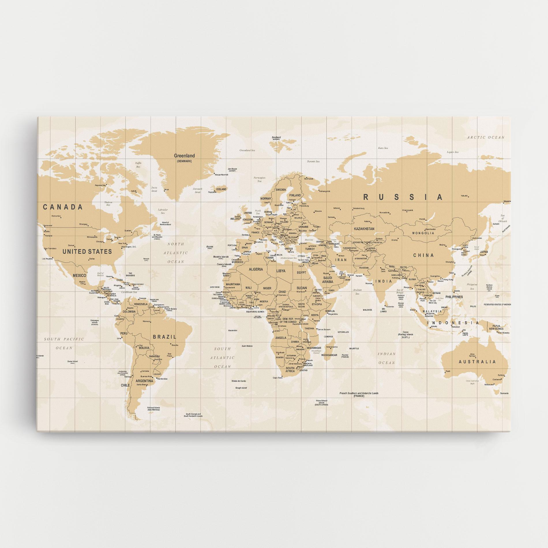 Leinwandbild World Old Map mockup 0