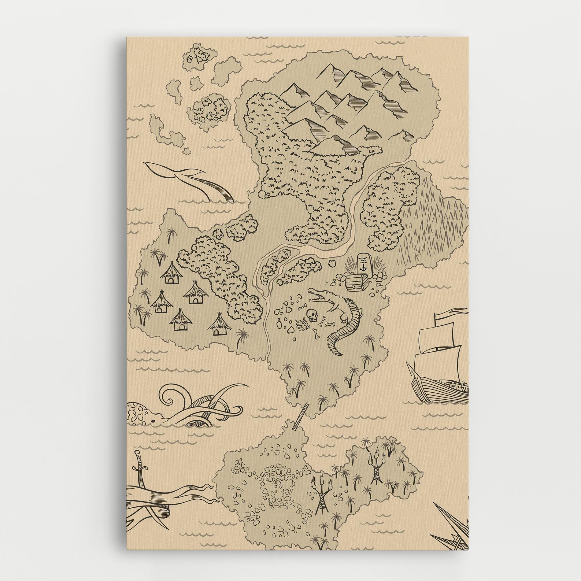 Leinwandbild Island Old Map mockup 0