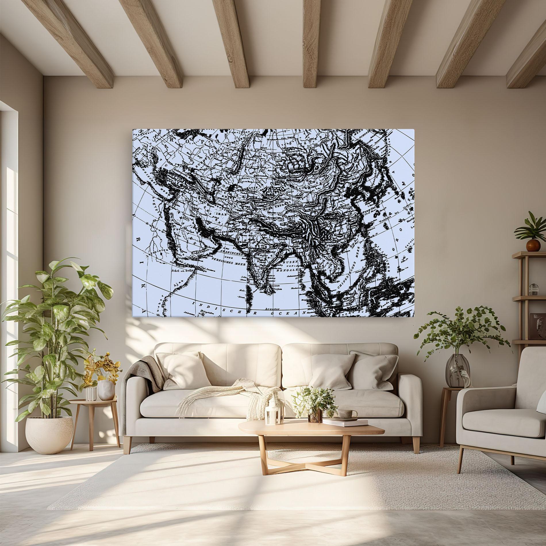 Leinwandbild Blue Old Map mockup 6