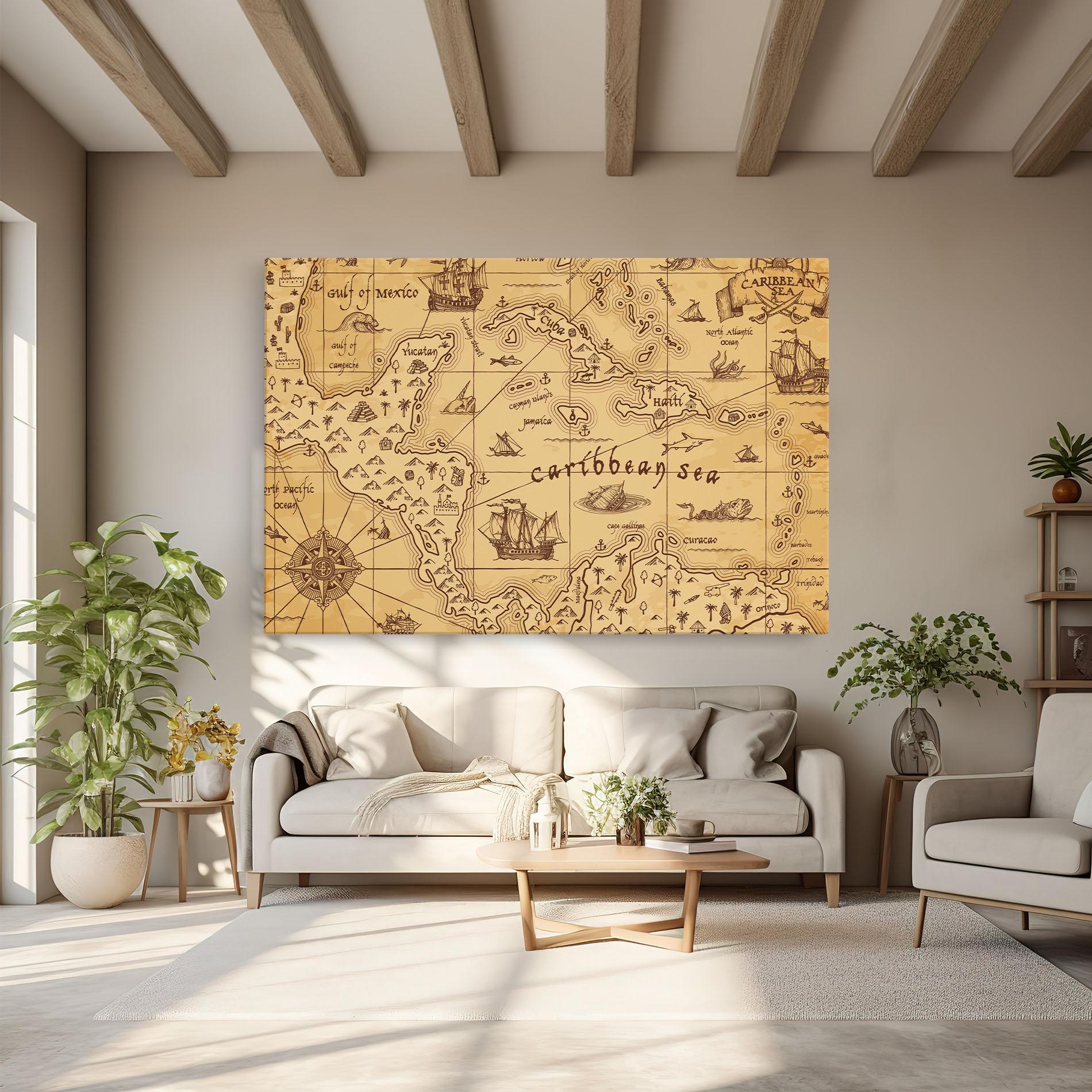 Leinwandbild Caribbean Sea Map mockup 6