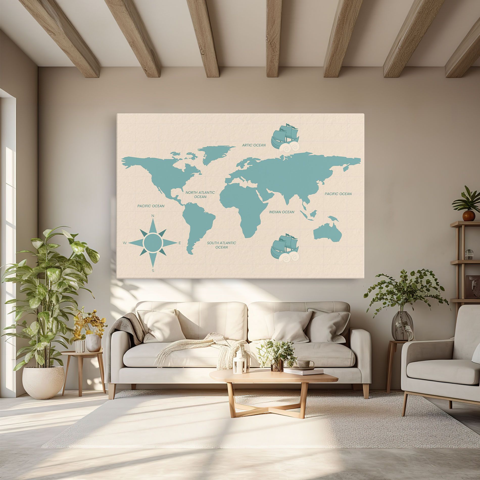 Cream Blue Map mockup 6
