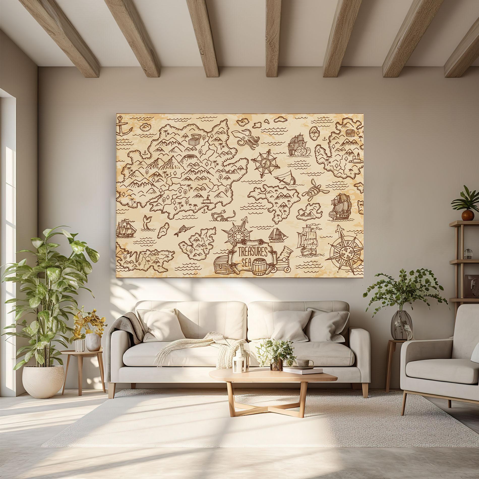 Leinwandbild Cream Coffee Map mockup 6