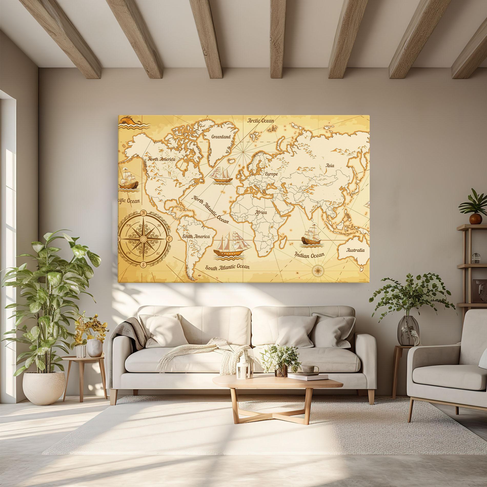 Leinwandbild Gold Old Map mockup 6