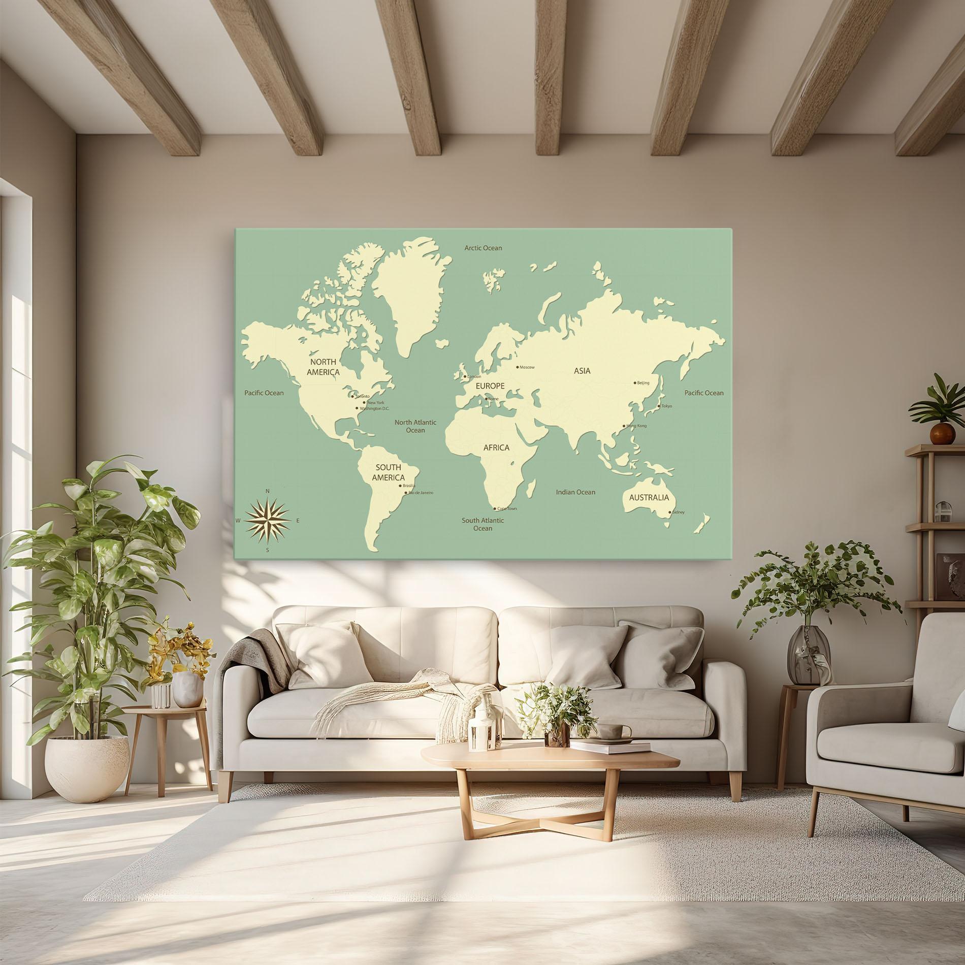 Leinwandbild Green Cream Map mockup 6