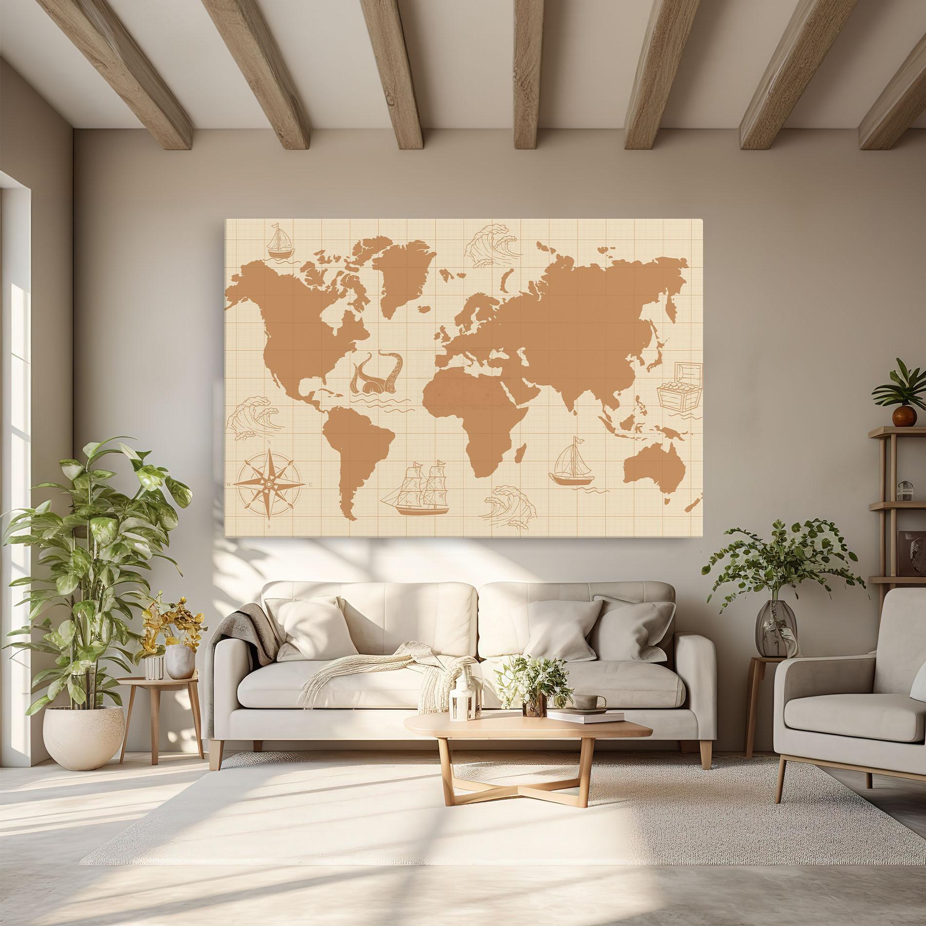 Leinwandbild Light Cream Map mockup 6