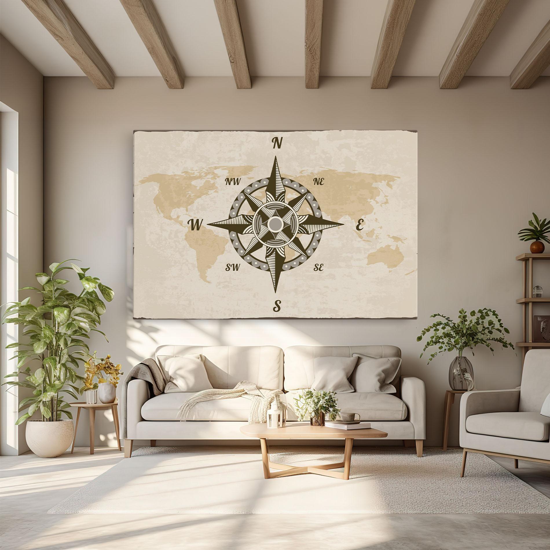 Leinwandbild Nautical Compass mockup 6