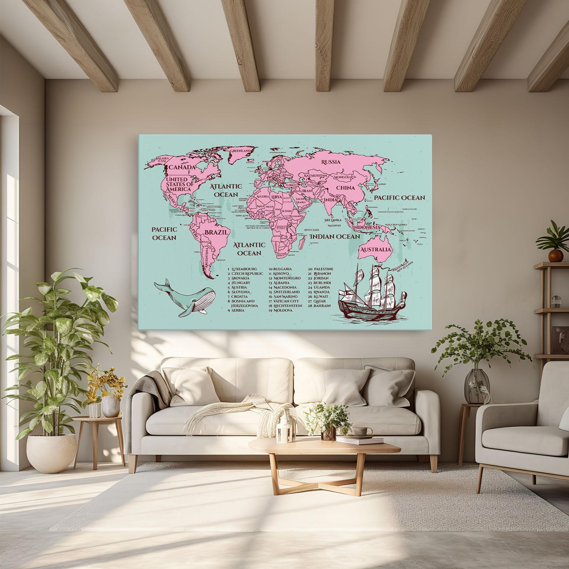 Leinwandbild Pink Pirate Map mockup 6