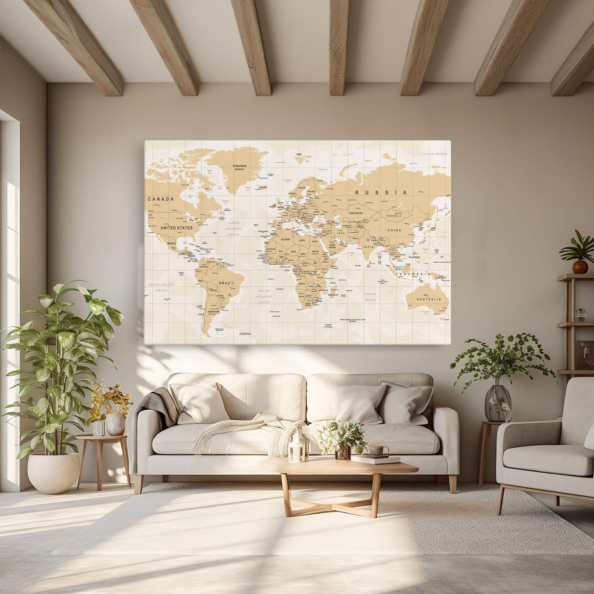 Leinwandbild World Old Map mockup 6