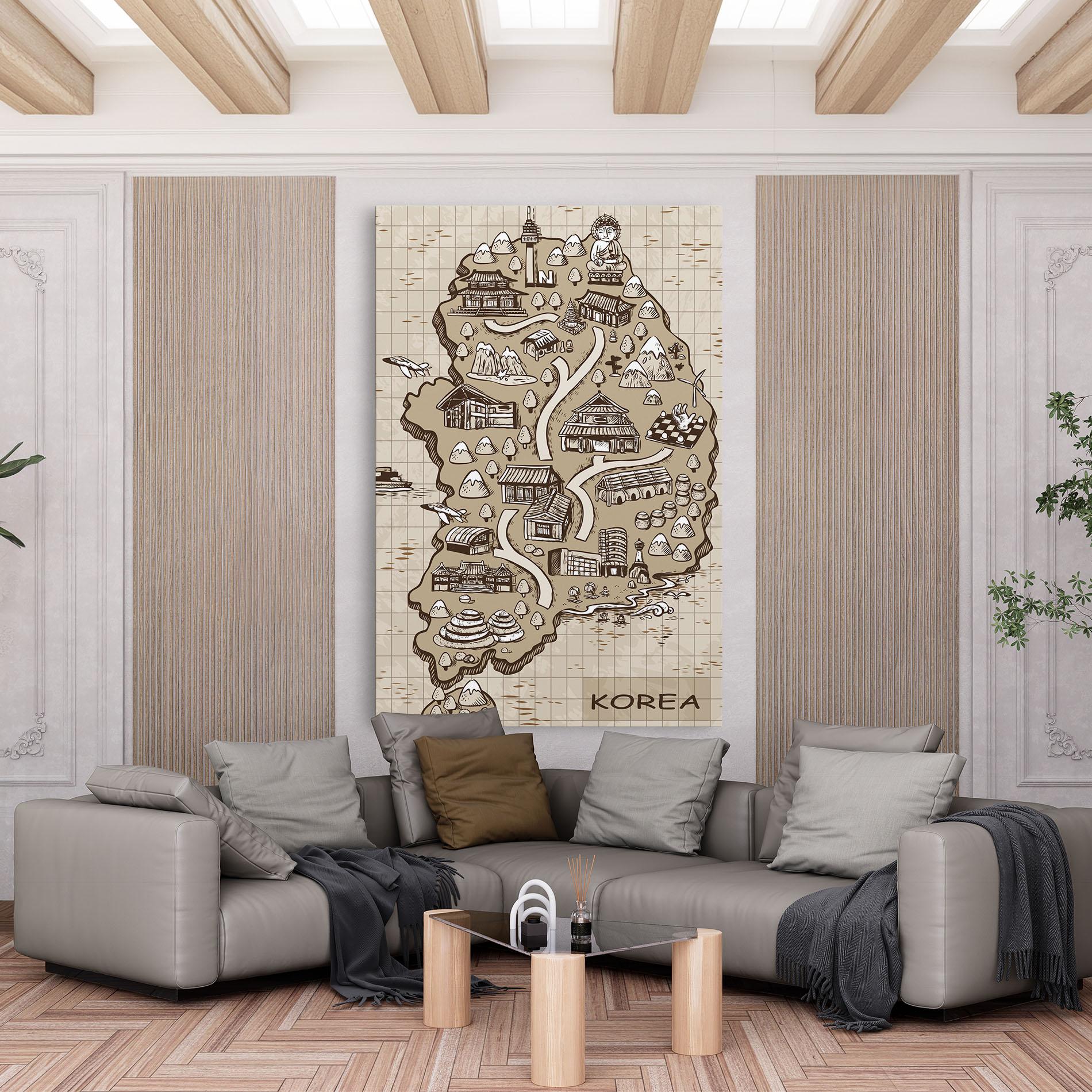 Leinwandbild Old Korea Map mockup 6