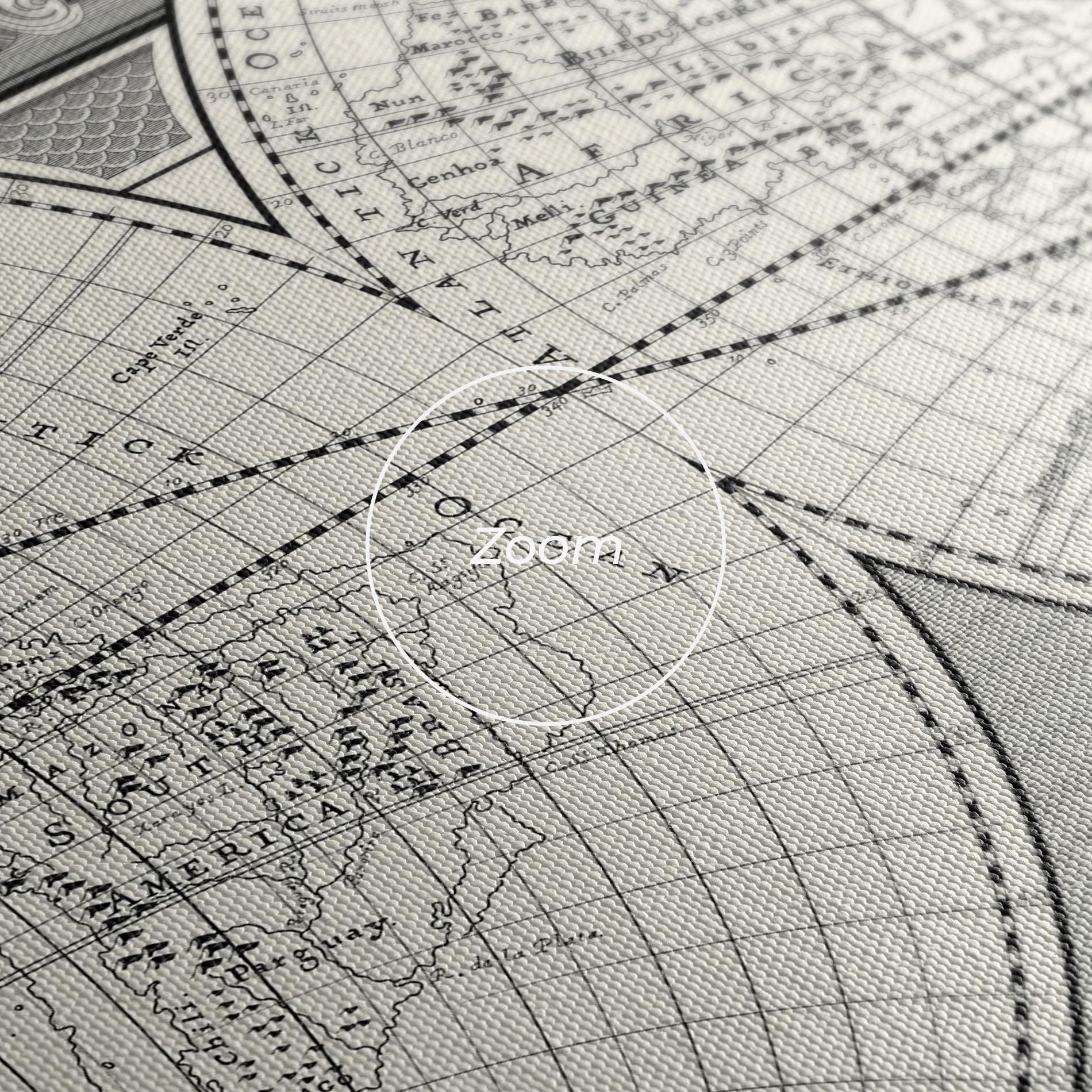 Leinwandbild Black White Map mockup 3