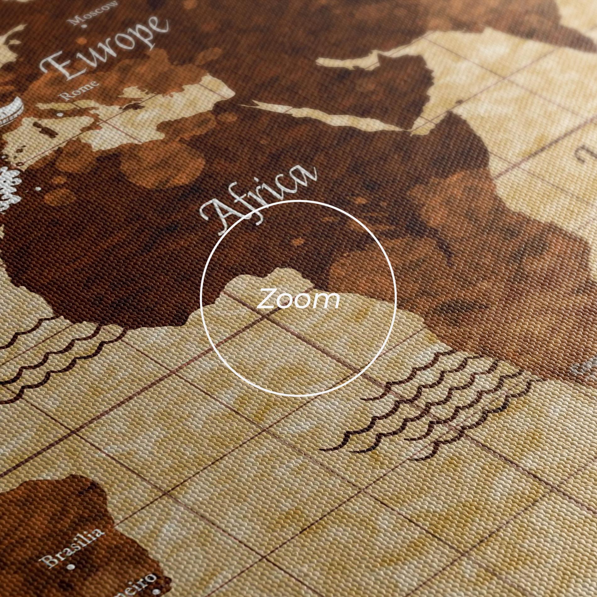 Leinwandbild Brown Old Map mockup 3