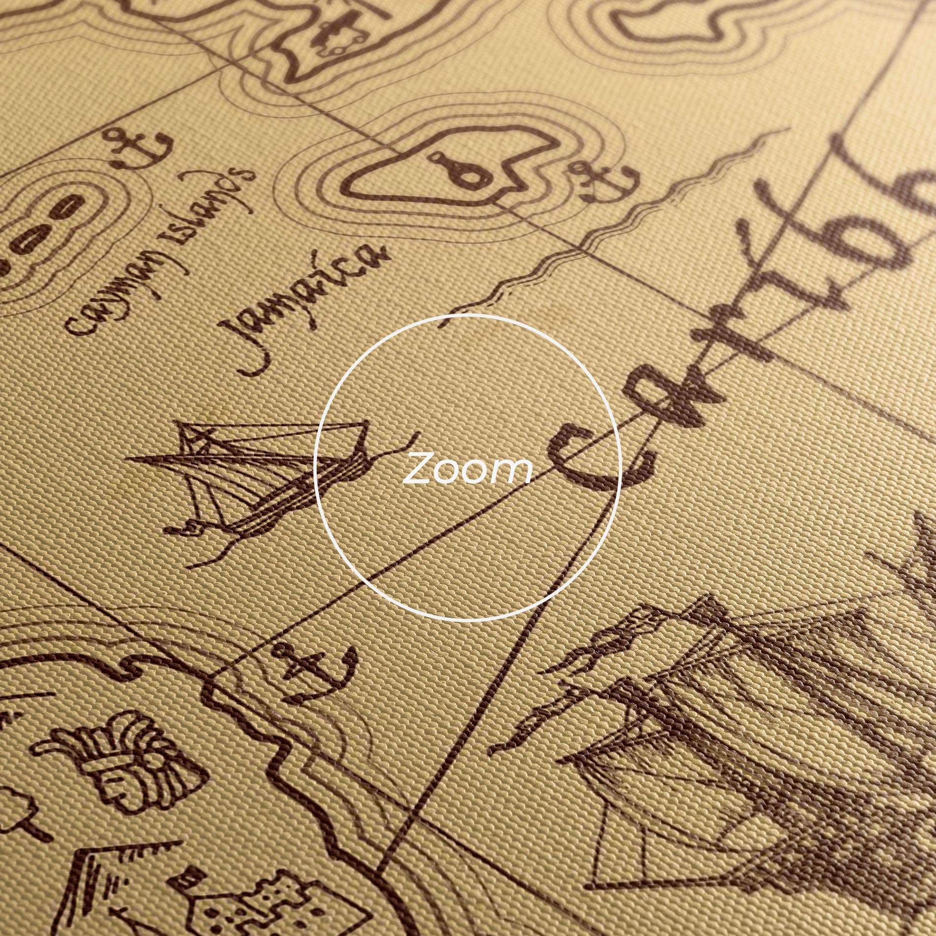 Leinwandbild Caribbean Sea Map mockup 3