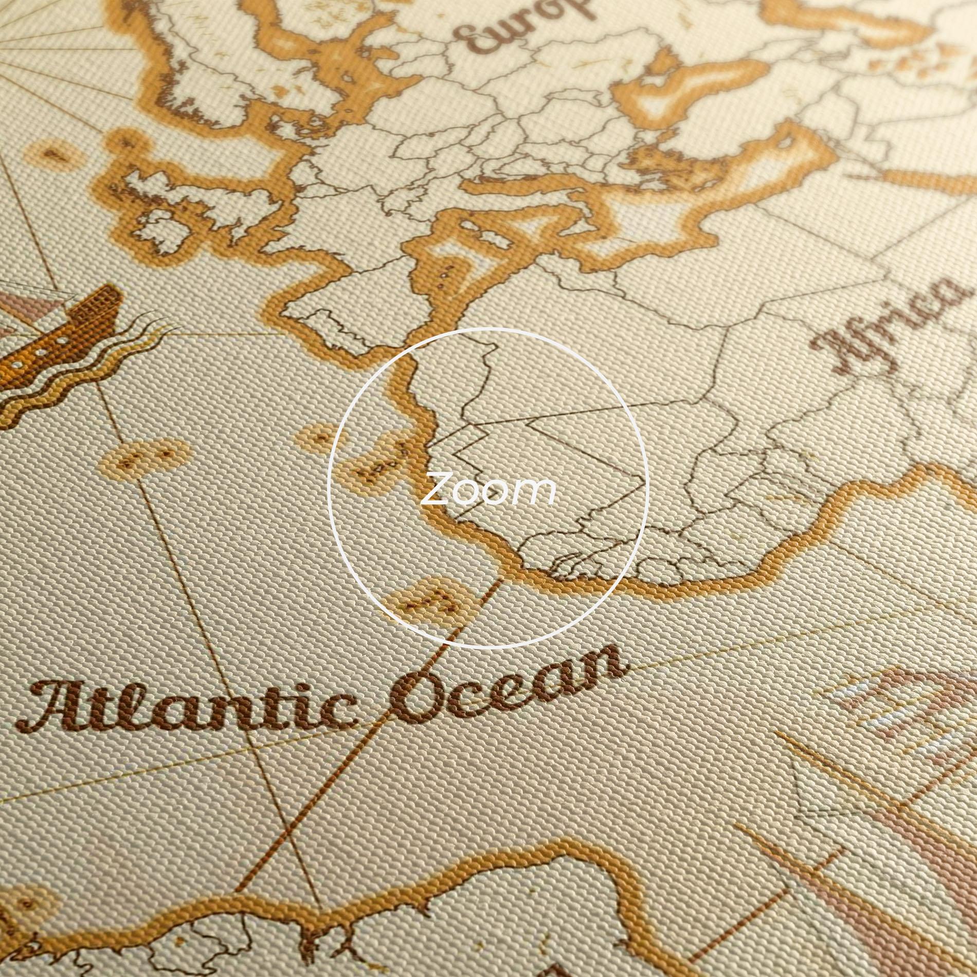 Leinwandbild Gold Old Map mockup 3