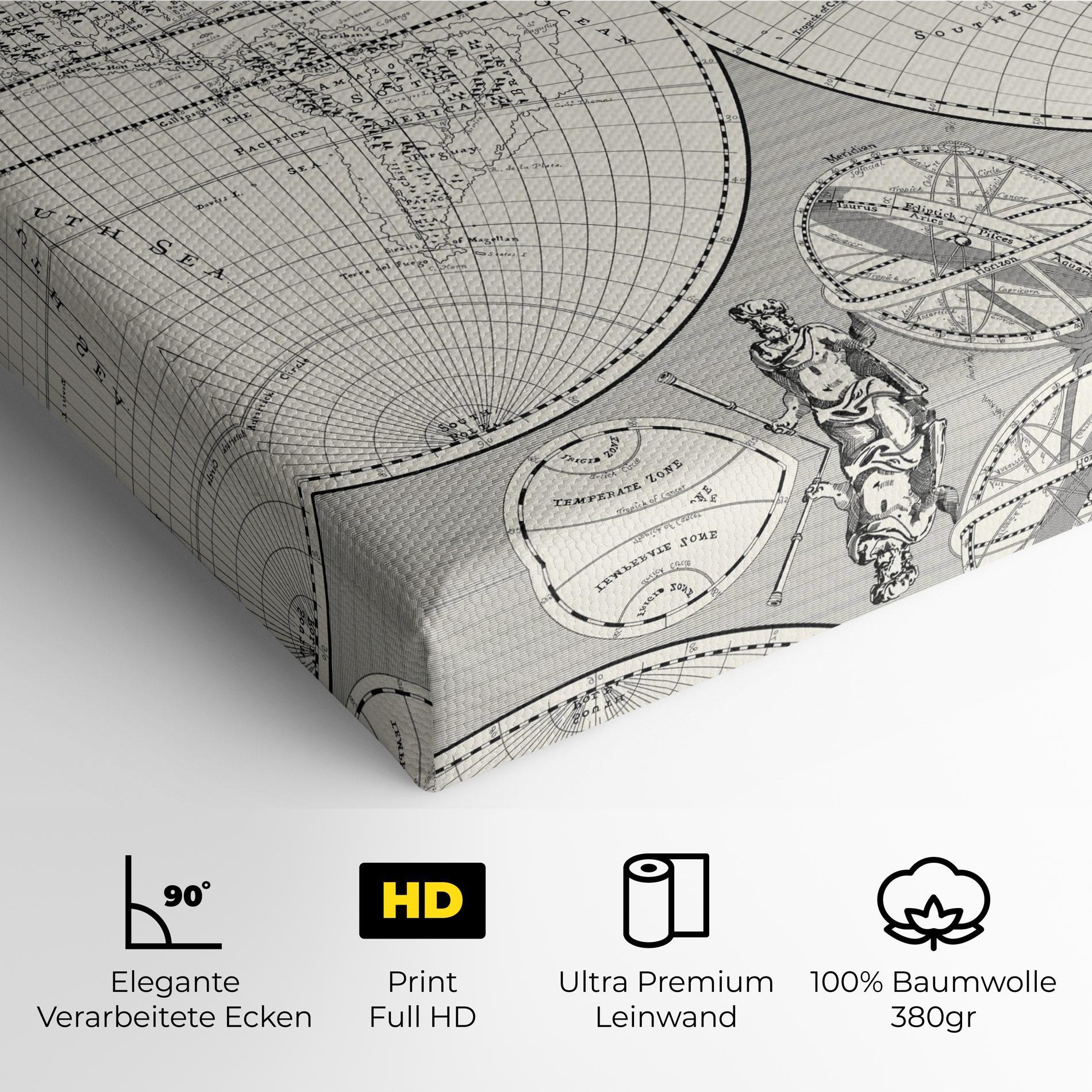 Leinwandbild Black White Map mockup 4