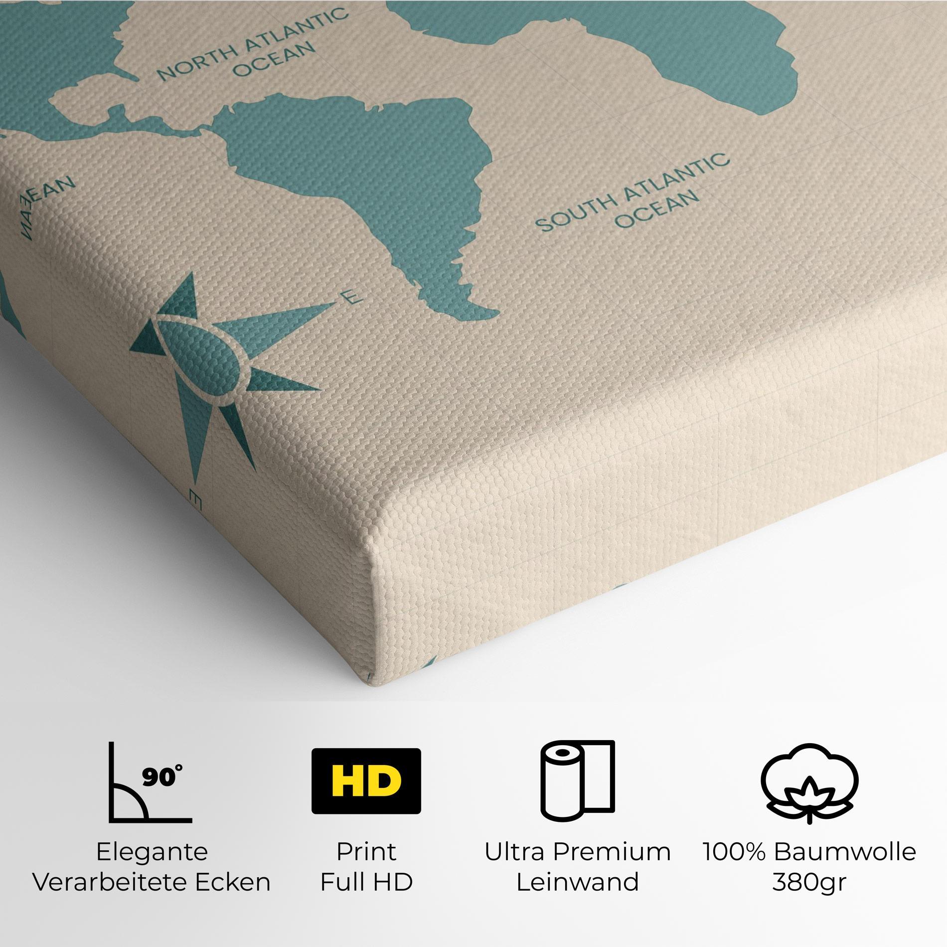 Leinwandbild Cream Blue Map mockup 4