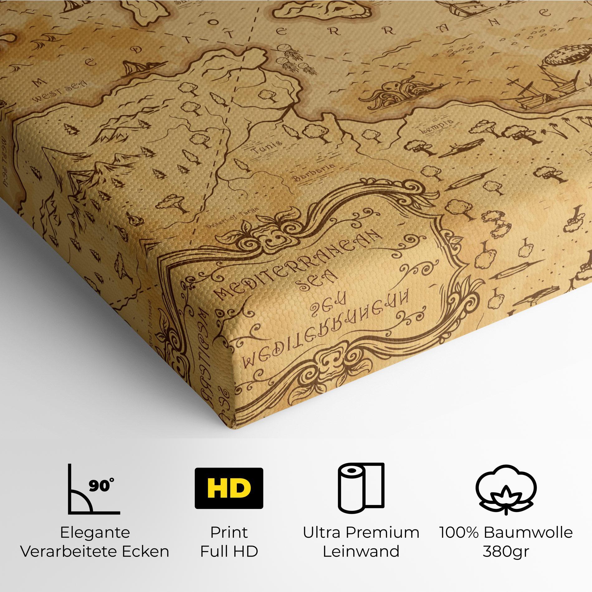 Leinwandbild Cream Brown Map mockup 4