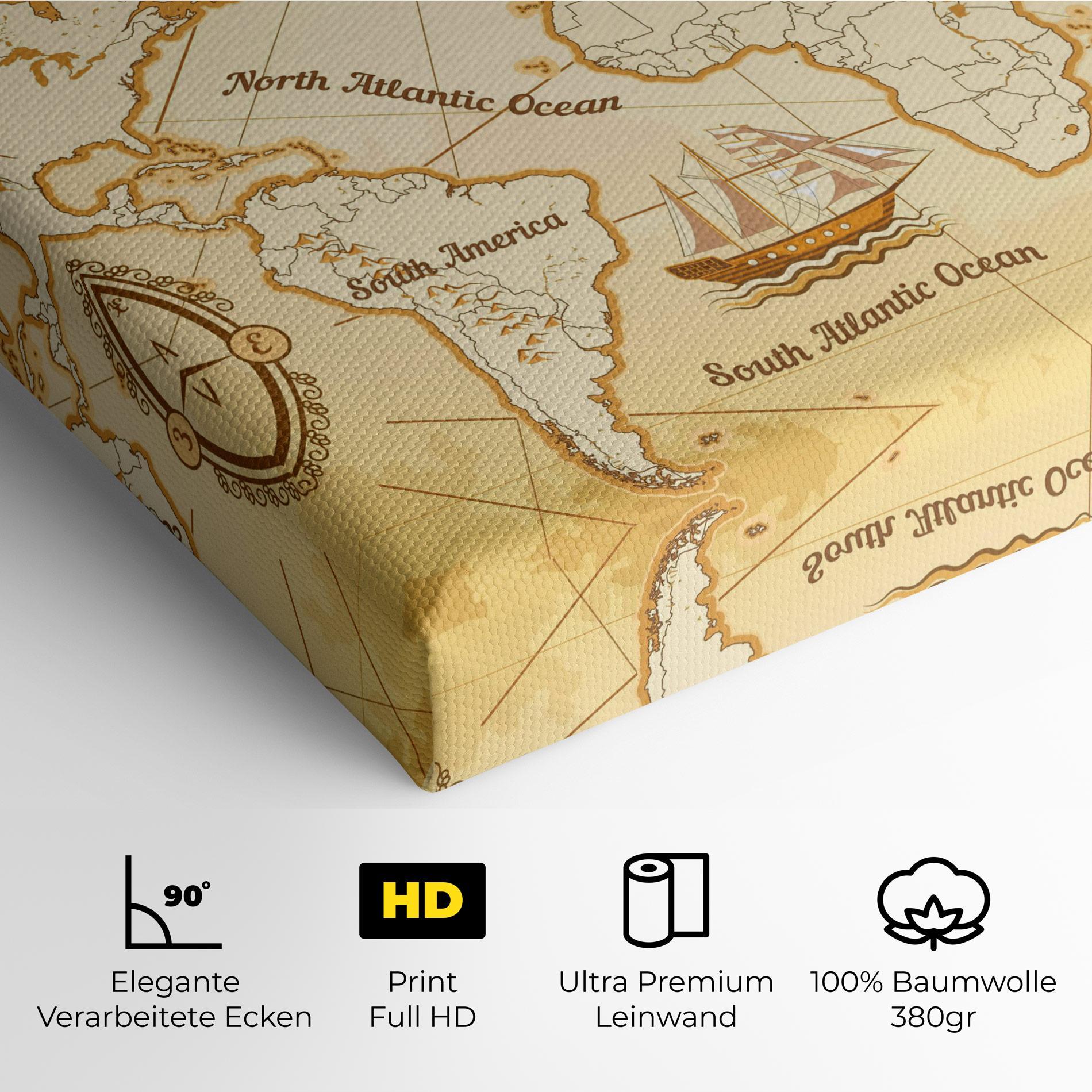 Leinwandbild Gold Old Map mockup 4