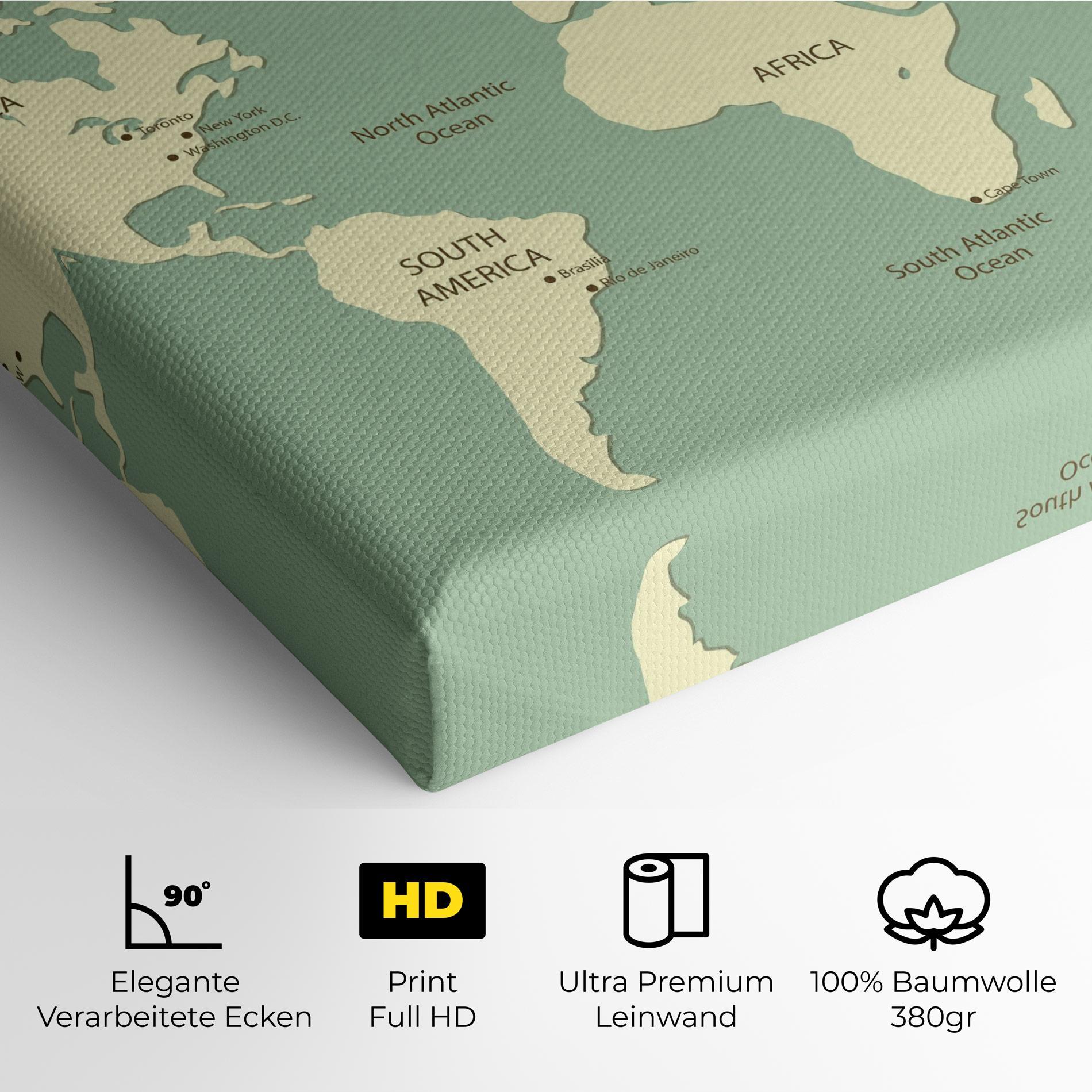 Leinwandbild Green Cream Map mockup 4