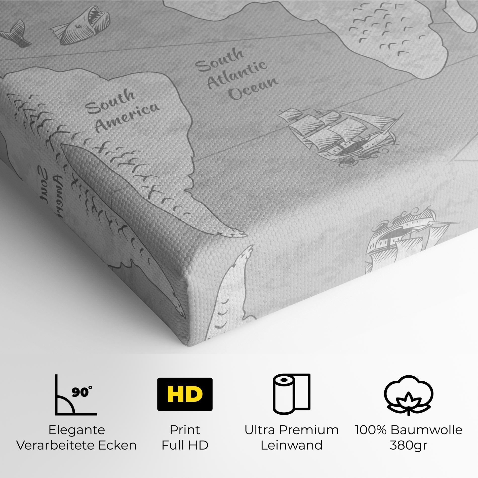 Leinwandbild Grey Old Map mockup 4