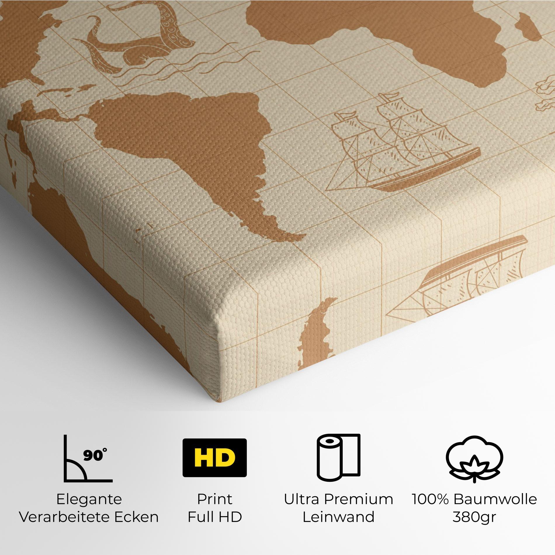 Leinwandbild Light Cream Map mockup 4